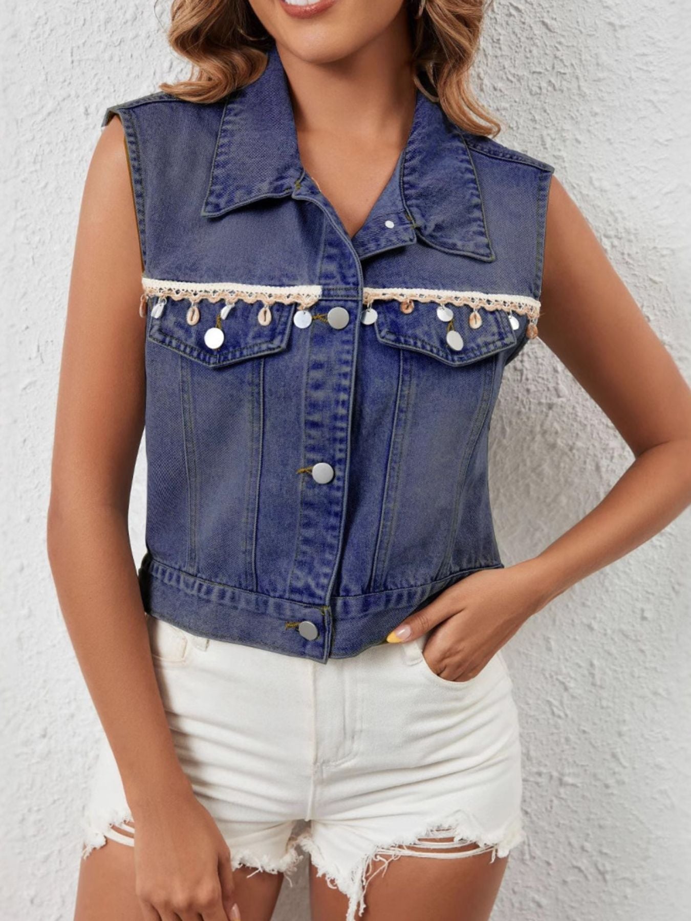 Button Up Denim Vest