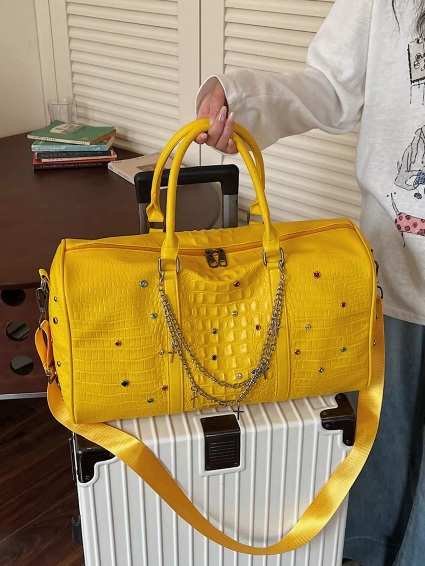 Studded Leather Duffel Bag