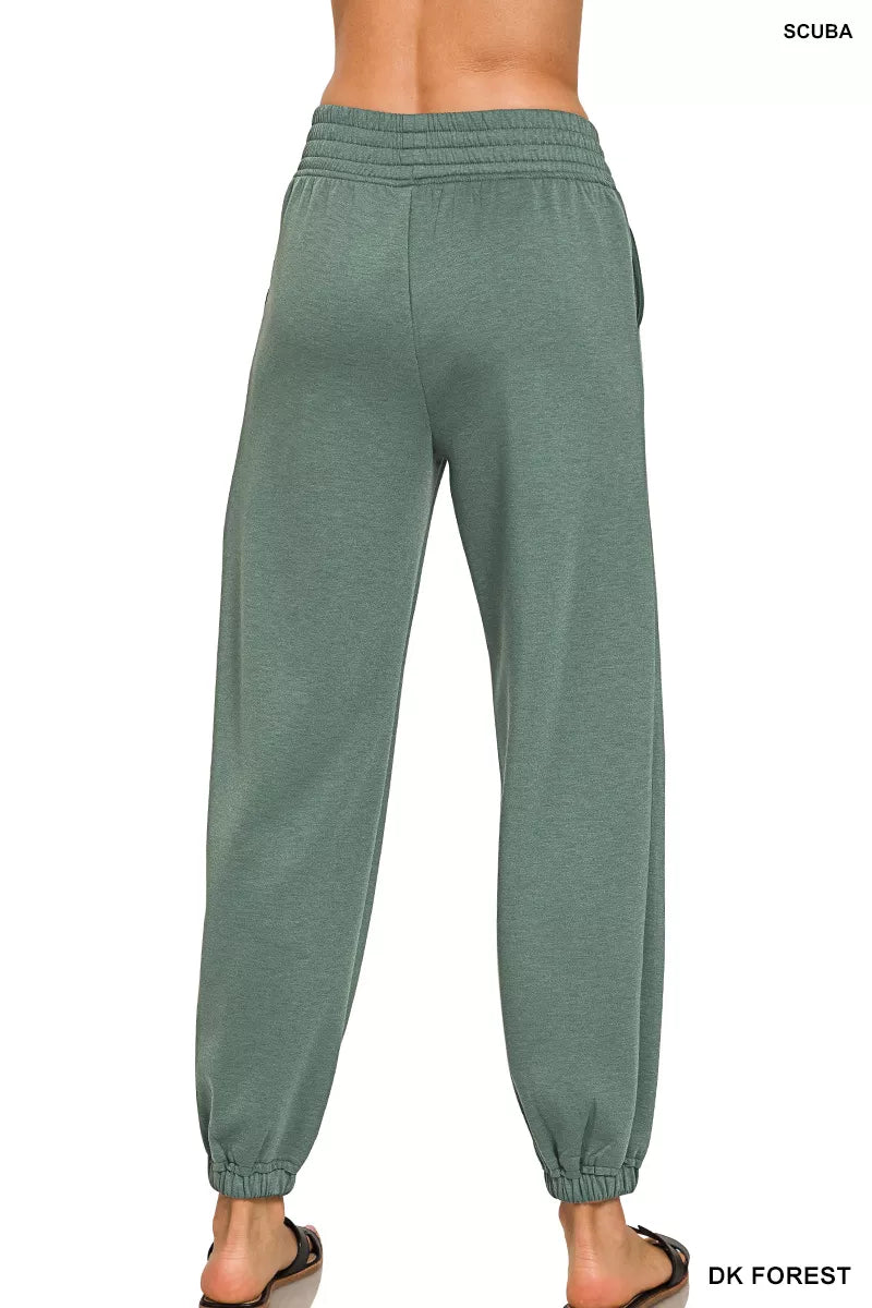 Zenana Scuba Elastic Waist Joggers with pockets