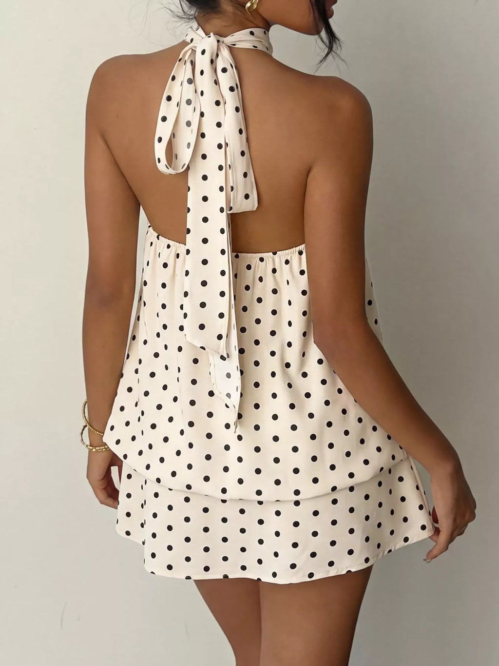 Polka Dot Halter Neck Mini Dress