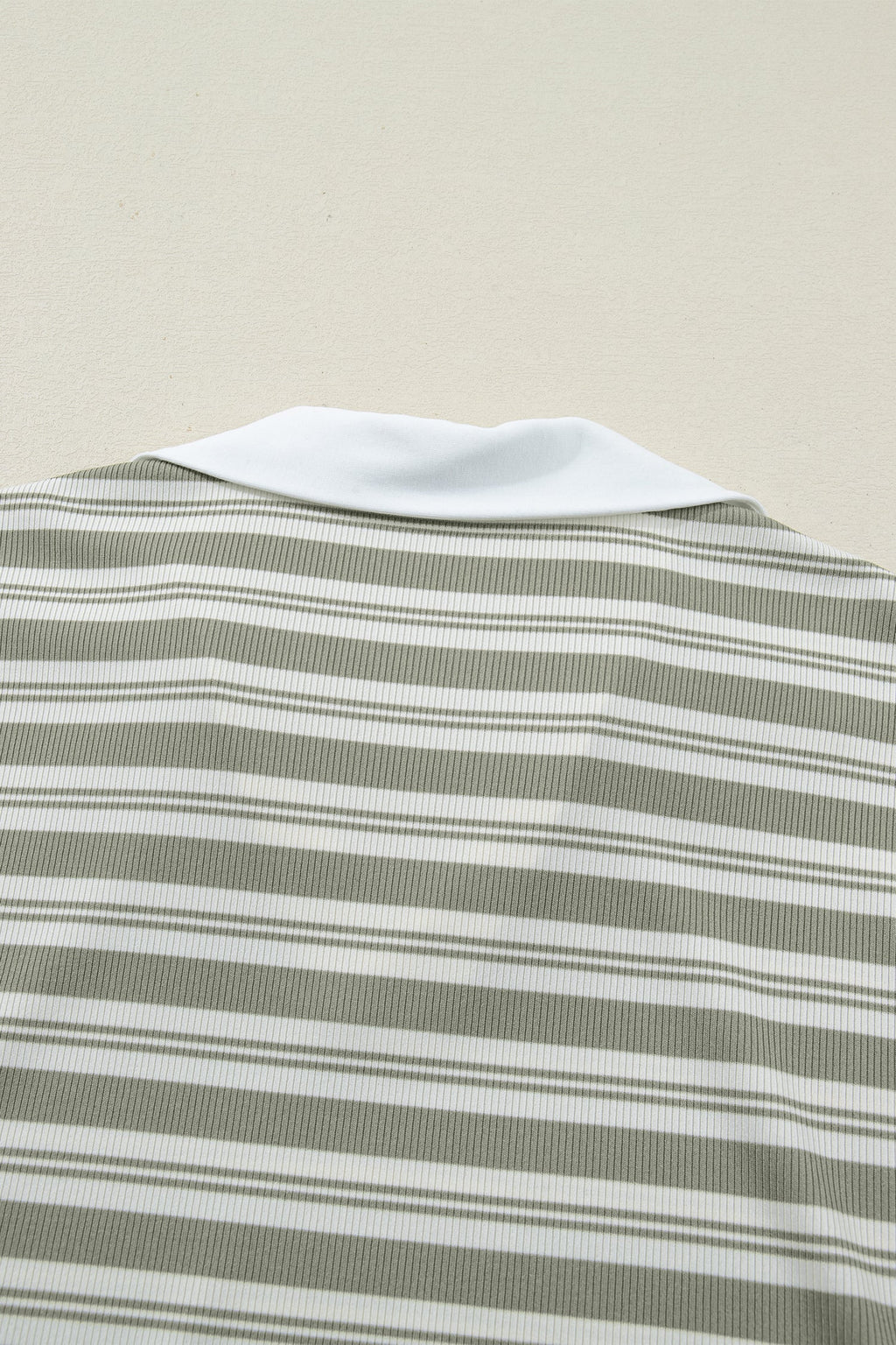 Stripe Collared V-Neck Short Sleeve Midi Dress