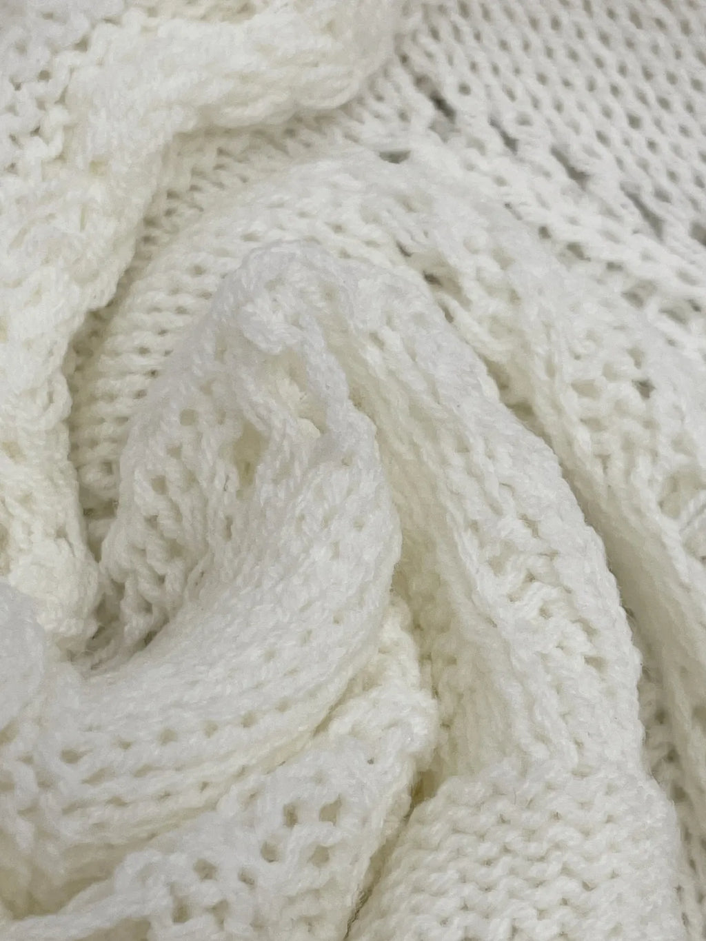 Crochet Ruffled Hem Long Sleeve Sweater