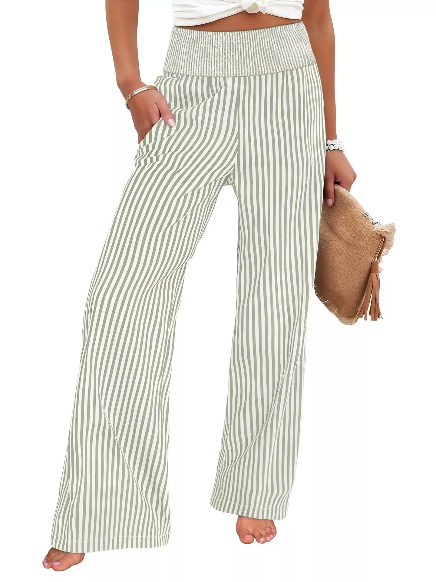 Striped Wide-Leg Pants