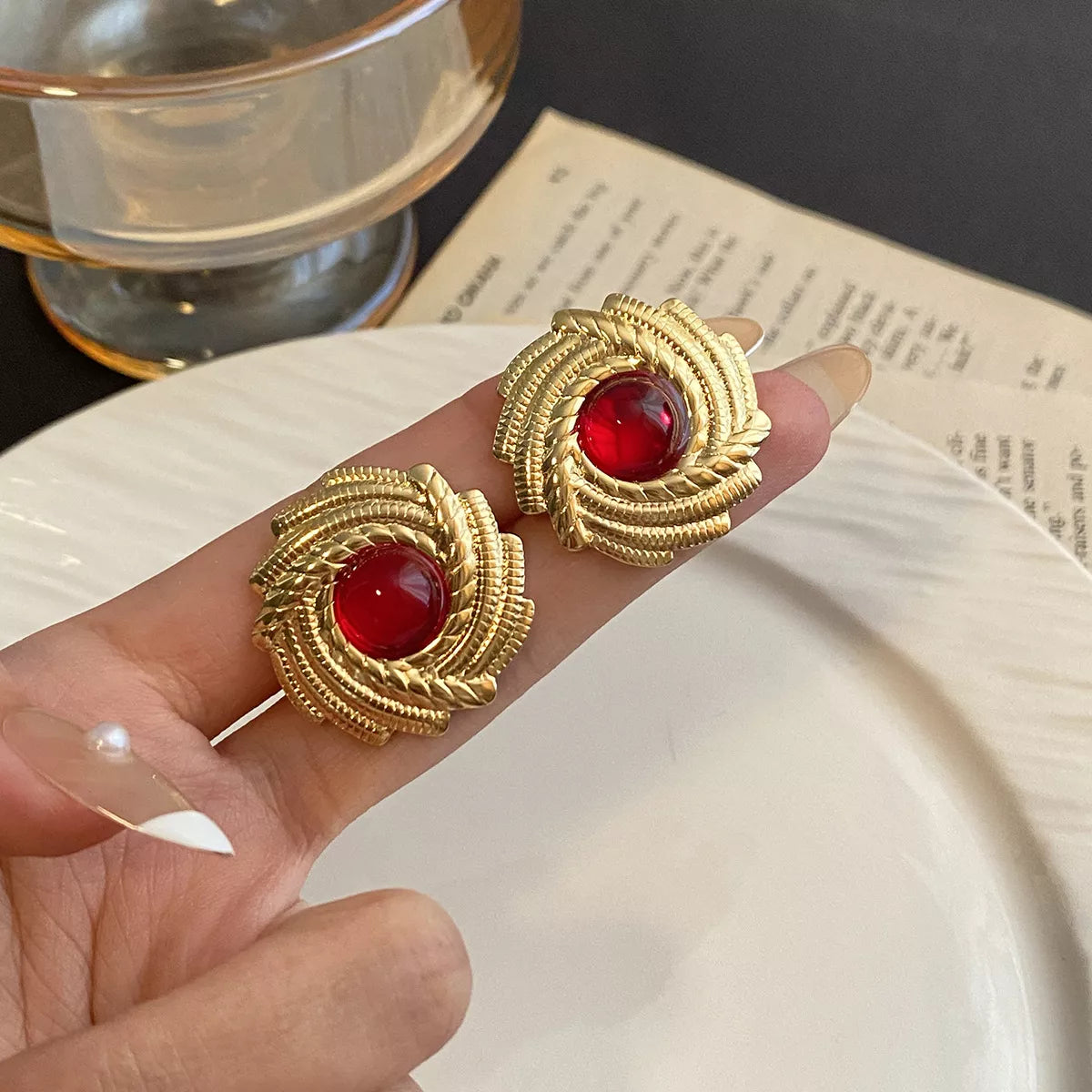 18K Gold-Plated Spiral Statement Earrings