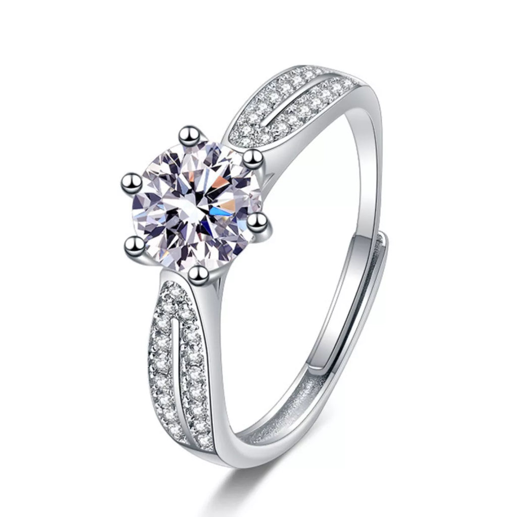 1 Carat Moissanite 925 Sterling Silver Ring