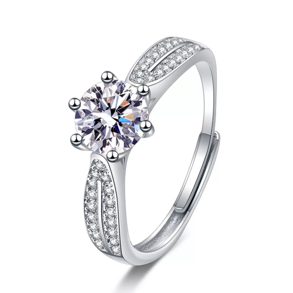 1 Carat Moissanite 925 Sterling Silver Ring