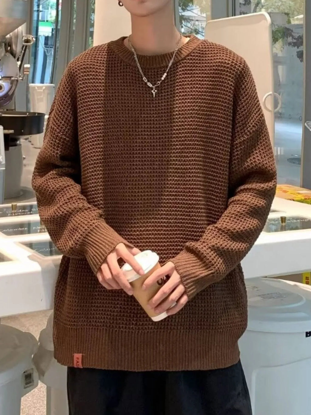 Men's Plus Size Round Neck Long Sleeve Sweater