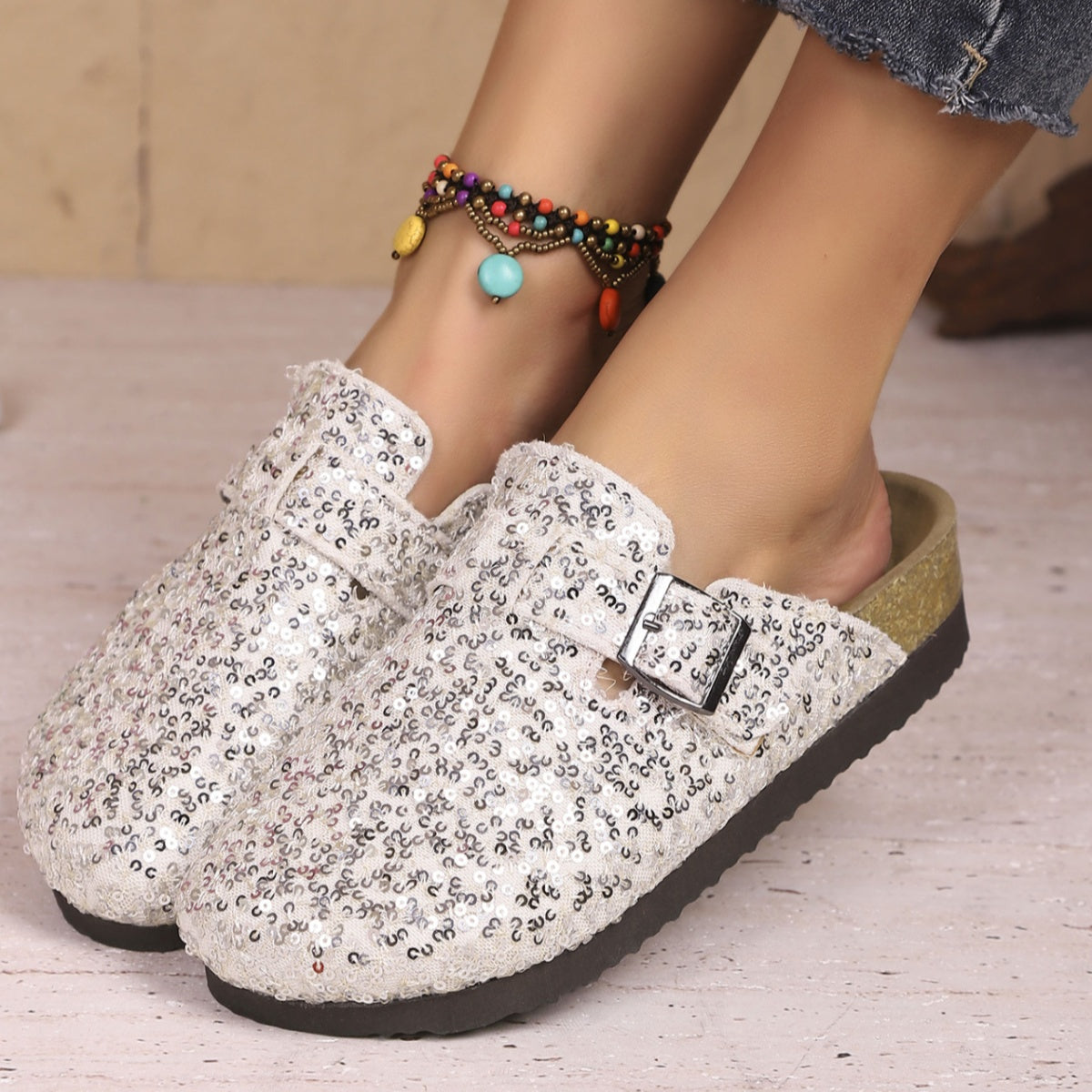 Sequin Round Toe Slip-Ons