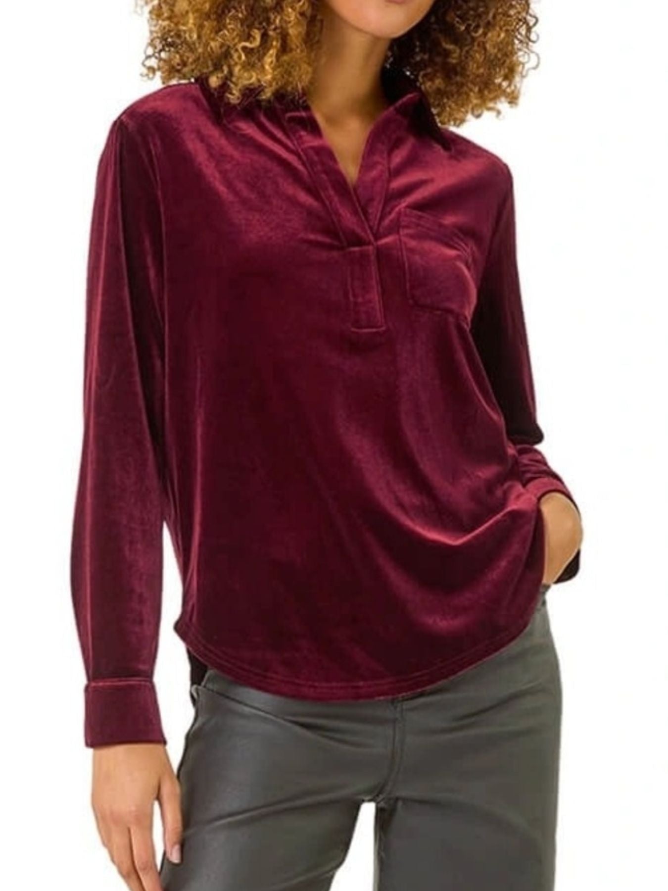 Velvet Long Sleeve Blouse