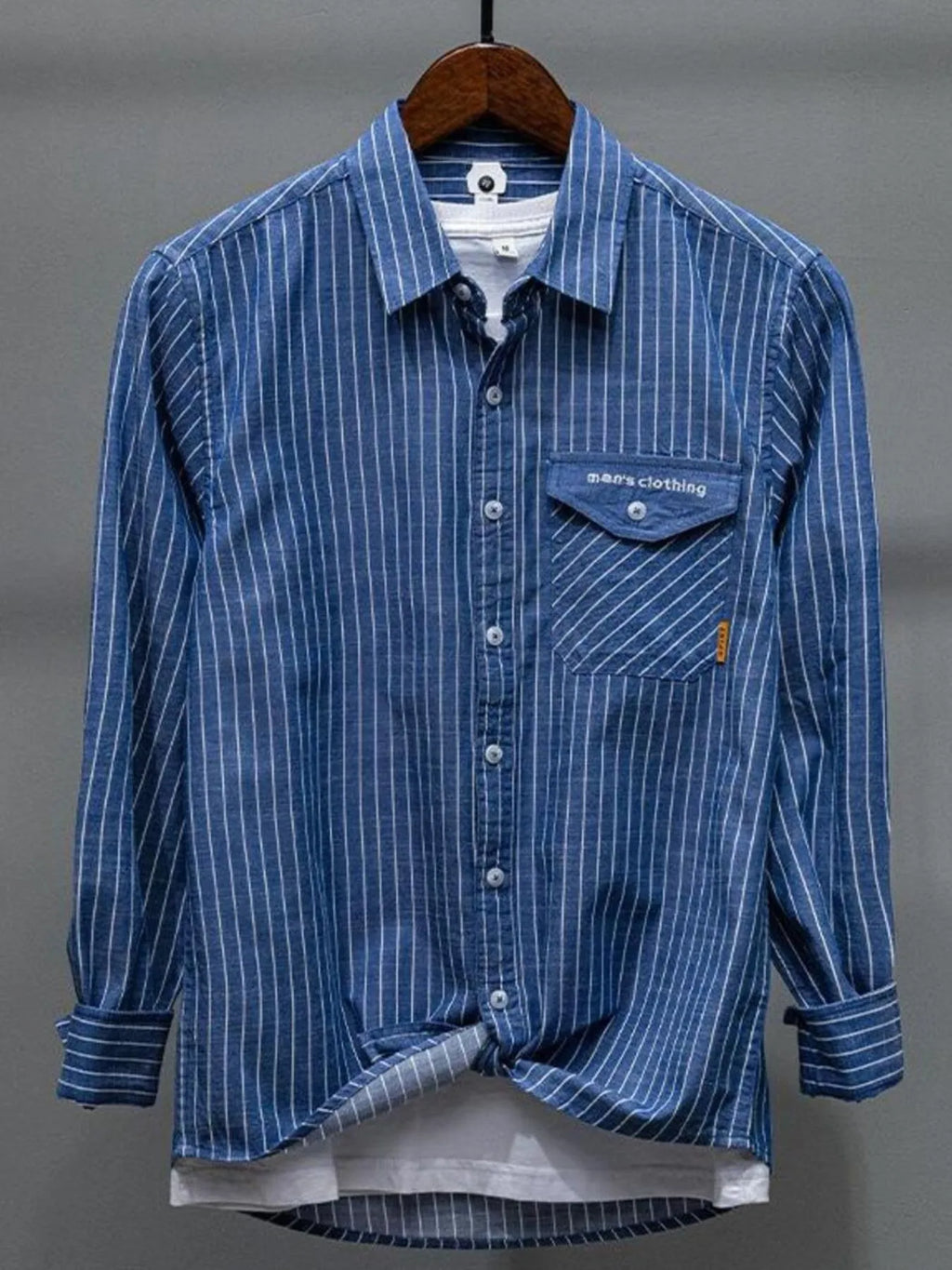 Men's Plus Size Striped Button Up Long Sleeve Shirt