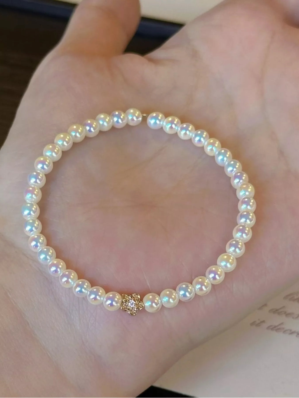 Pearl Bracelet with Floral Accent