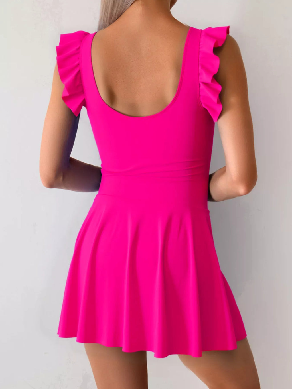 Ruffled Sleeve One-Piece Swim Dress
