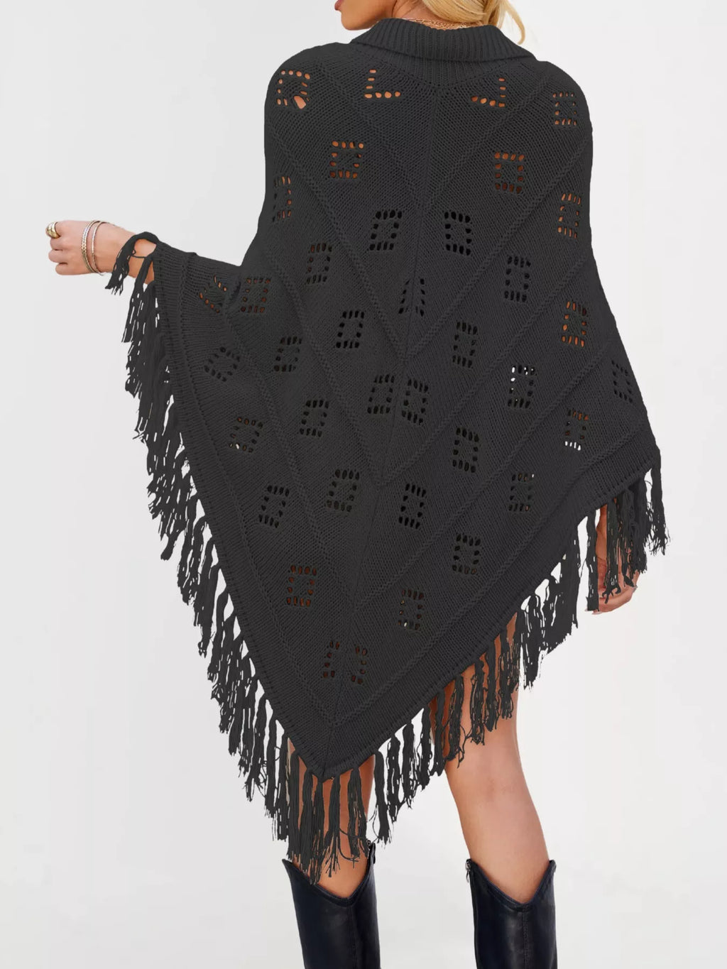 Fringe Openwork Knit Cover Up