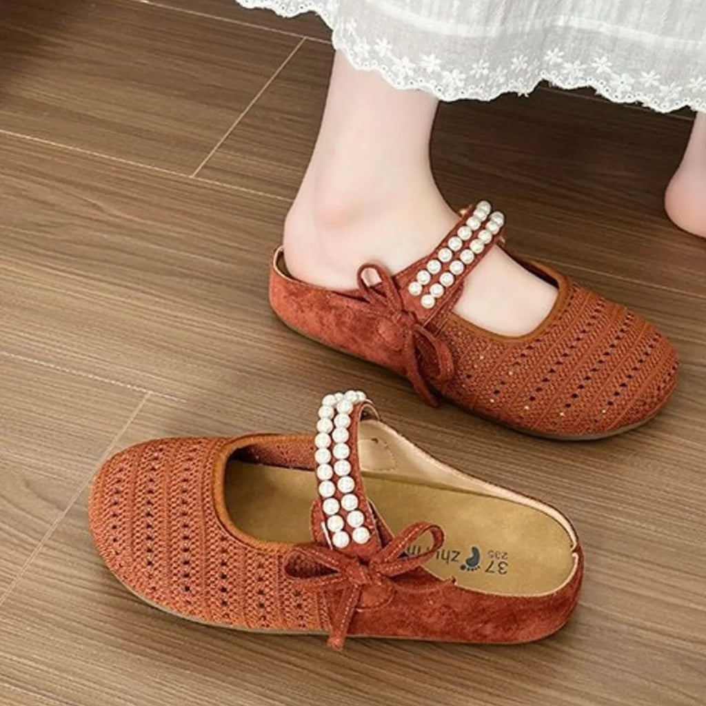 Hollow Out Round Toe Flat Slip-Ons