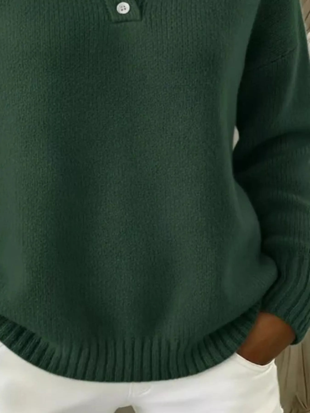 Full Size Button Detail Drop Shoulder Sweater Plus Size