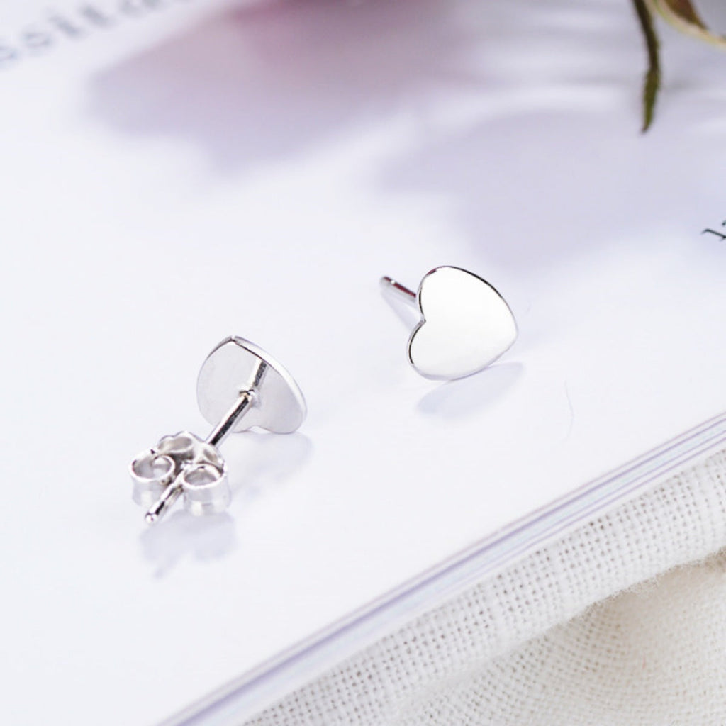 925 Sterling Silver Heart Stud Earrings