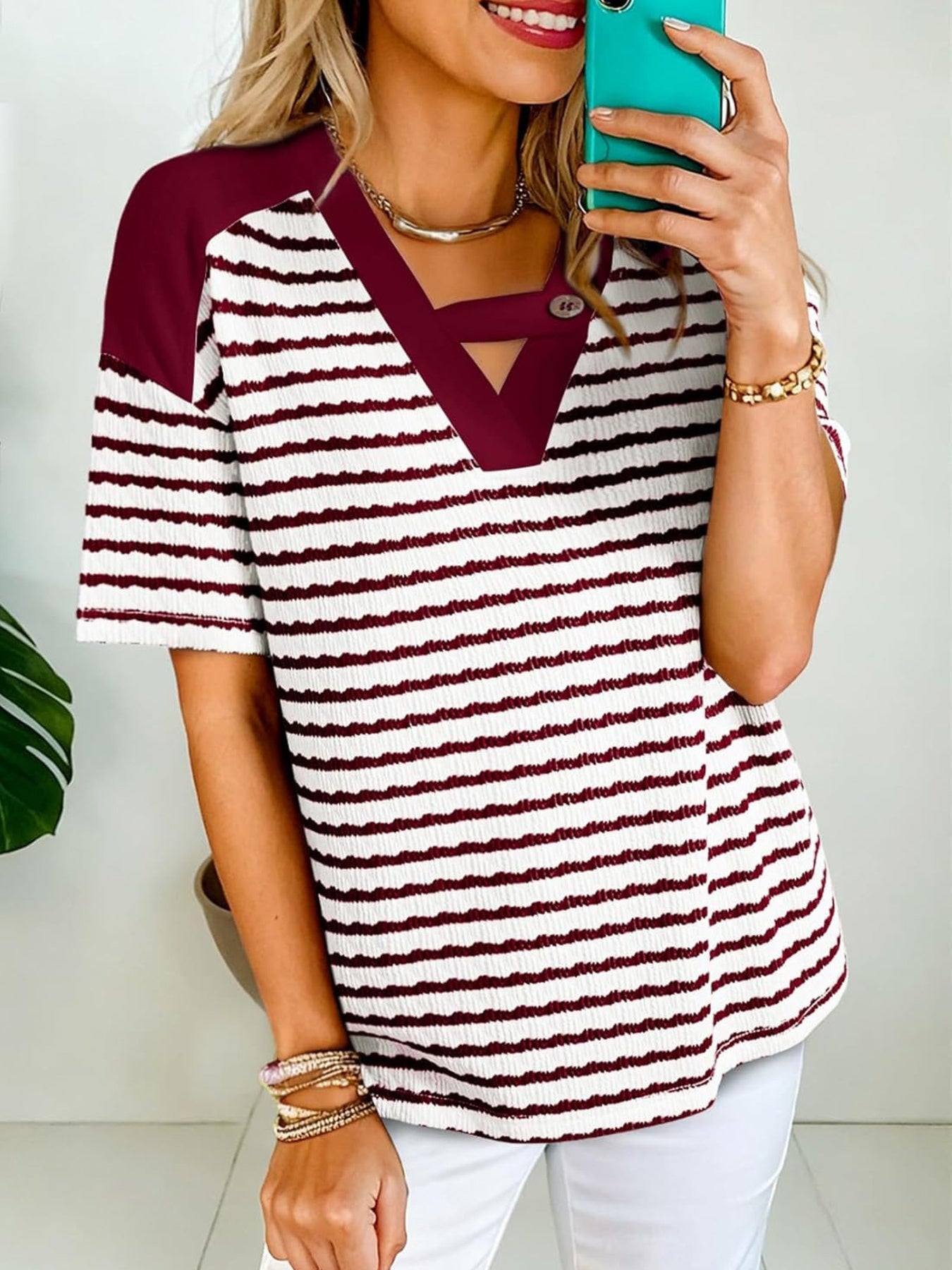Striped Short Sleeve Casual T-Shirt