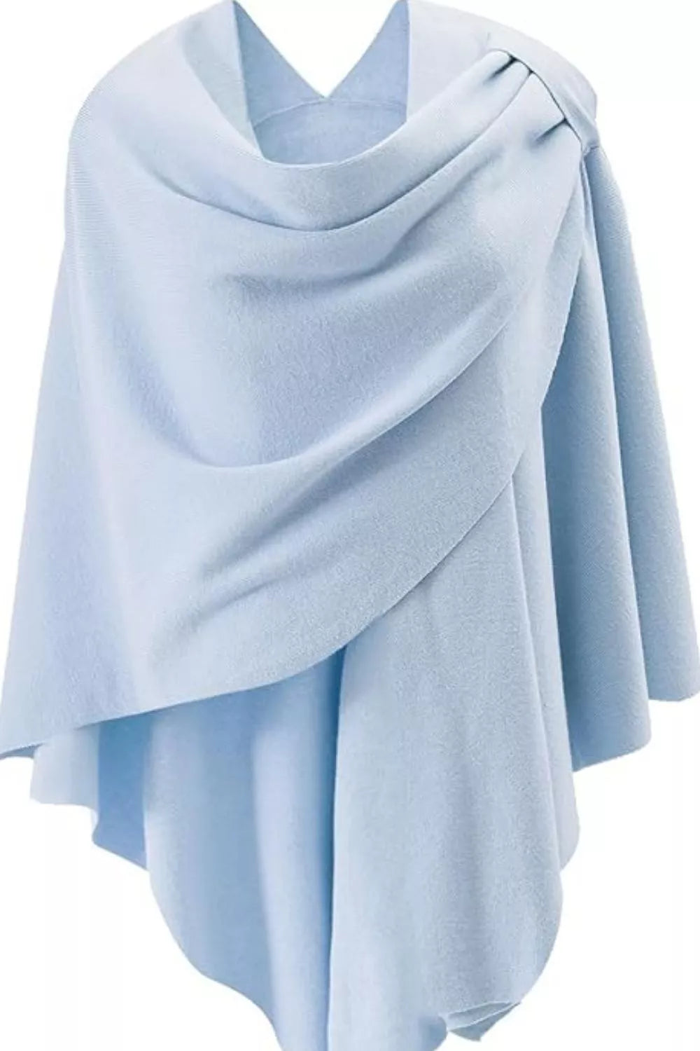 Draped Knitted Split Cape Shawl with Strap