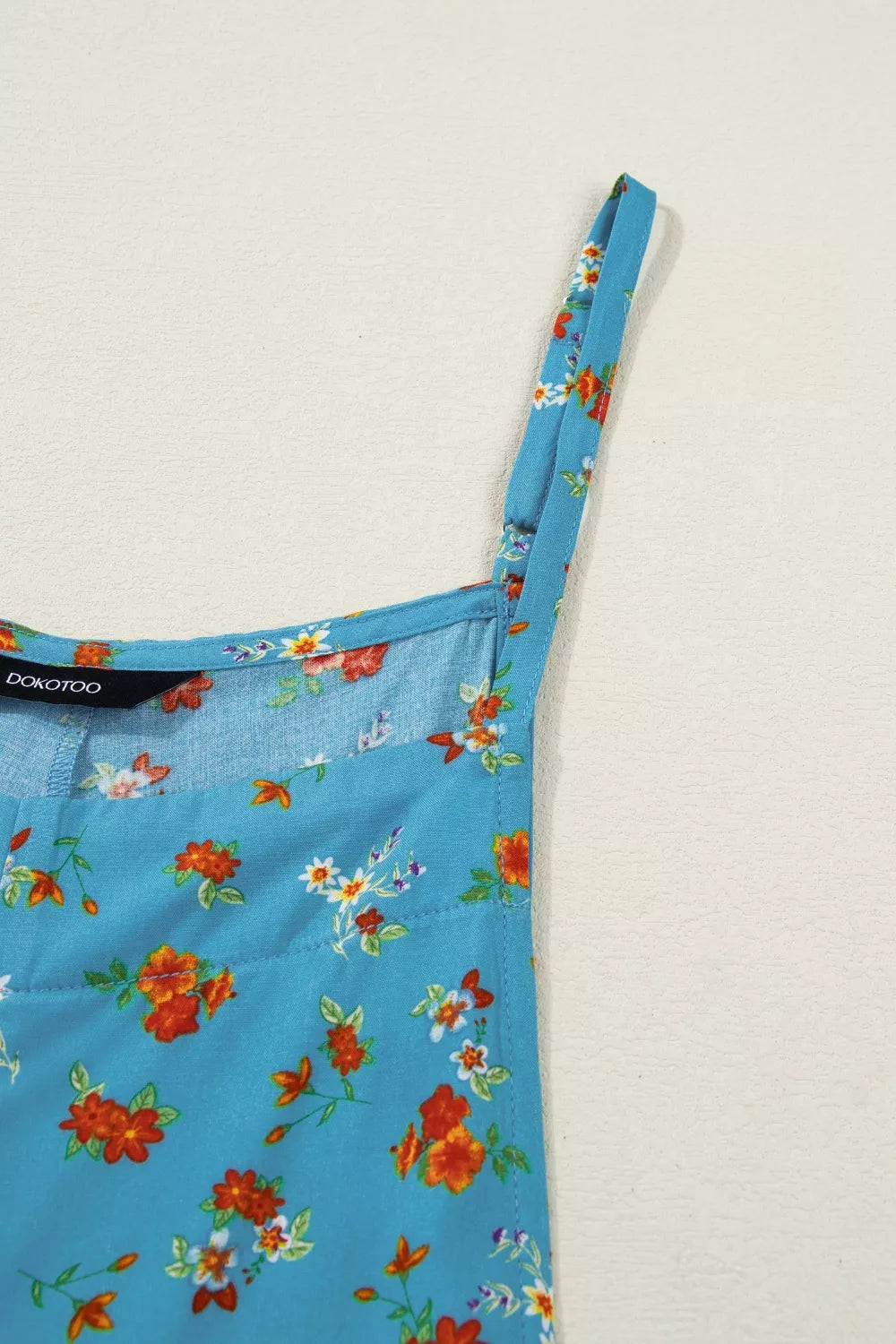 Floral Print Spaghetti Straps Loose Pocketed Jumpsuit