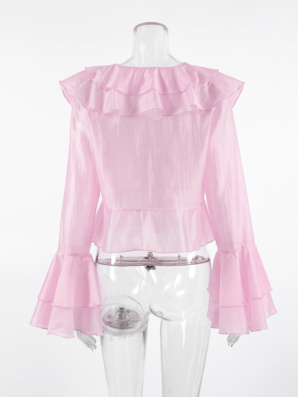 Ruffle Trimmed Long Sleeve Blouse