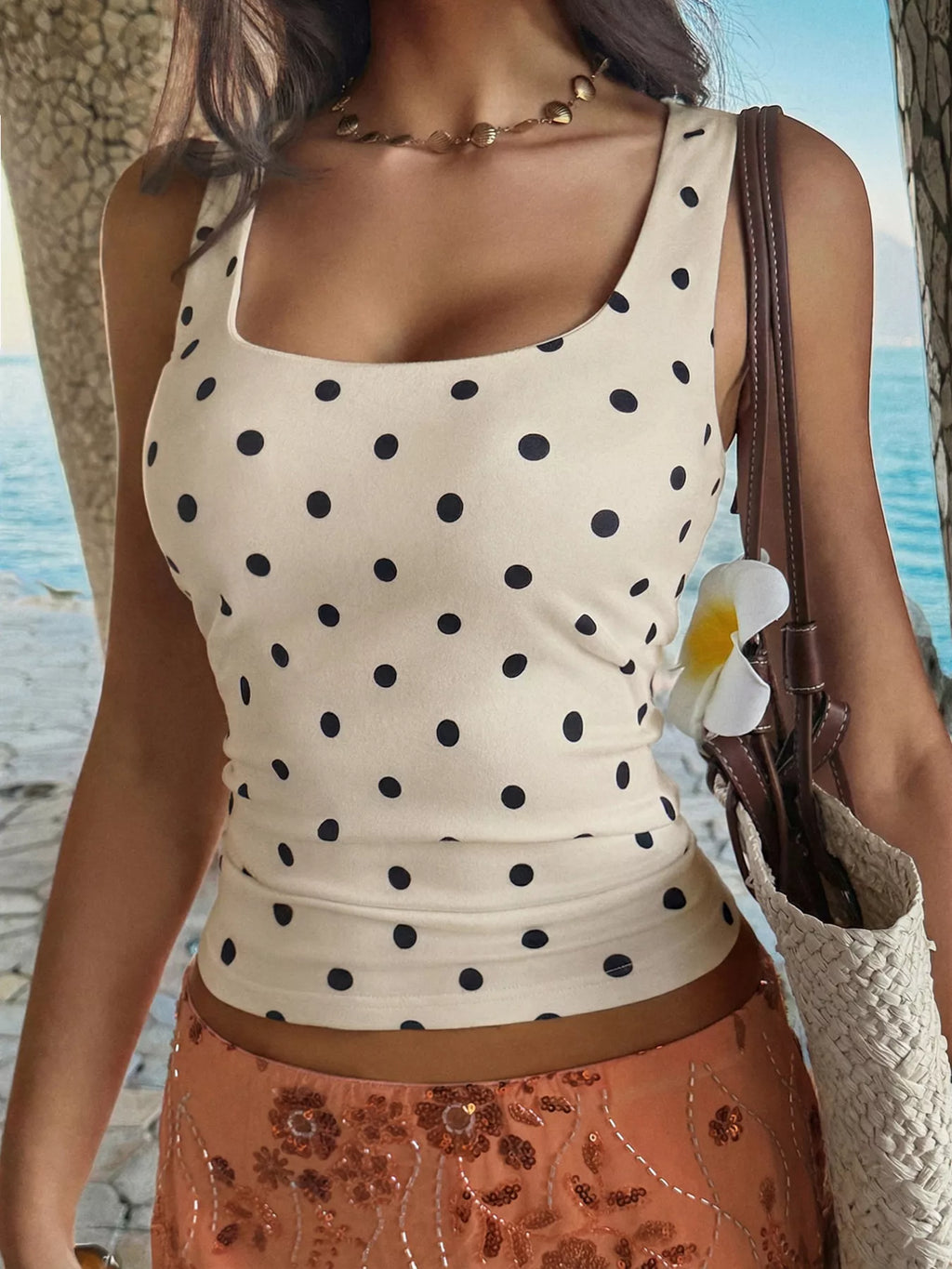 Polka Dot Scoop Neck Tank