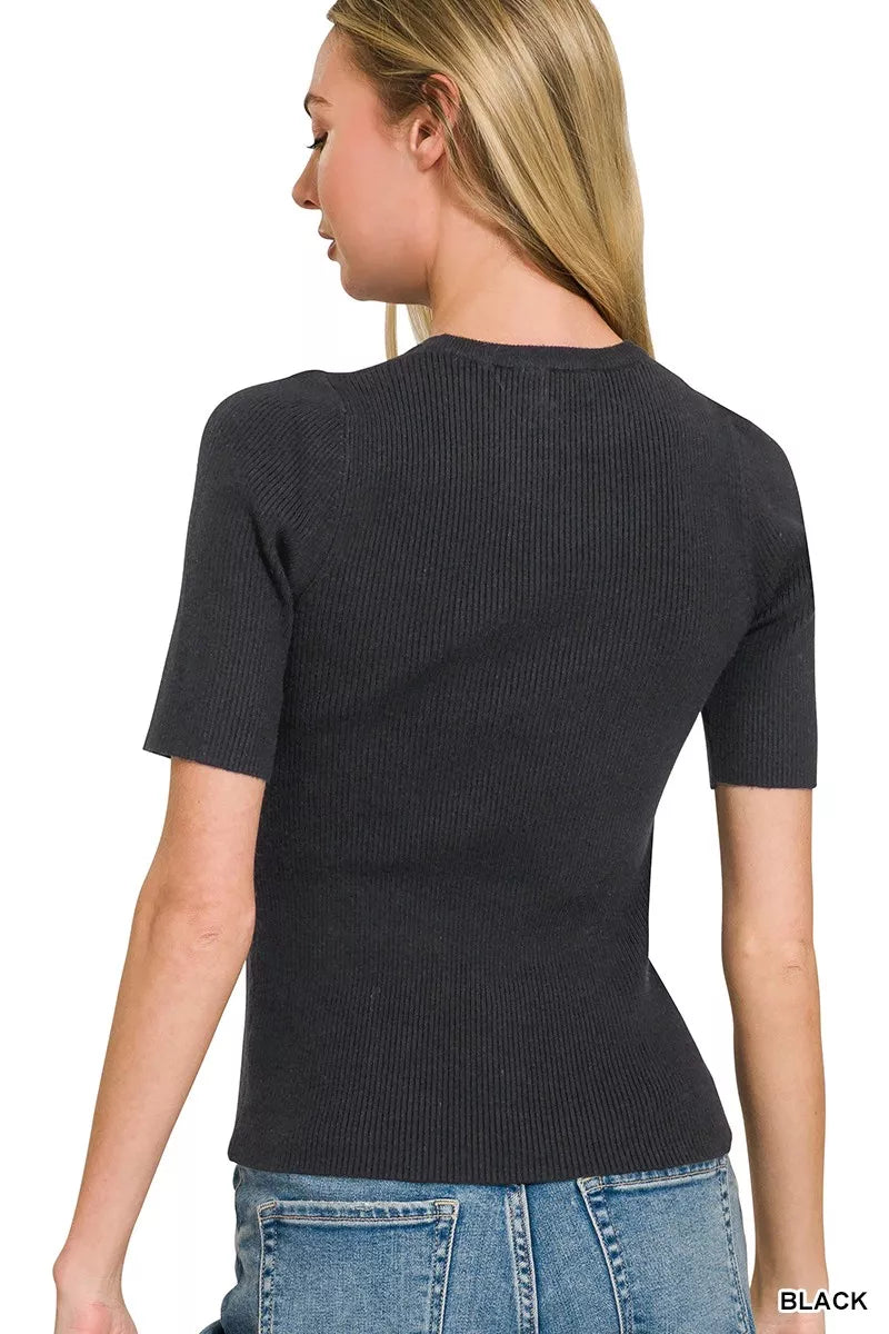 Zenana Viscose Ribbed Round Neck Sweater