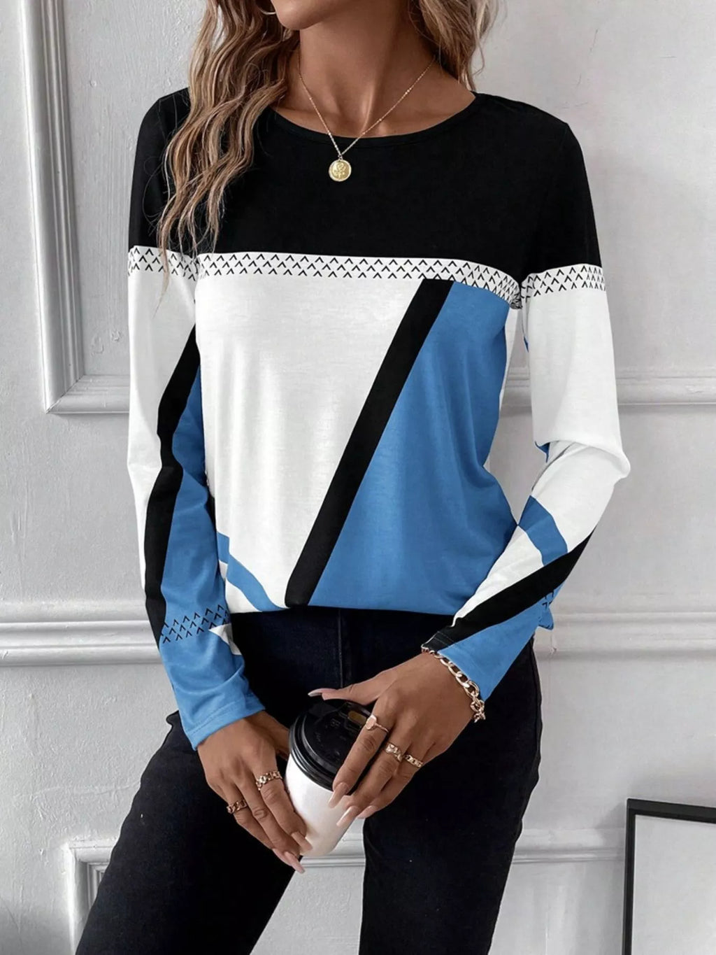 Color Block Long Sleeve T-Shirt