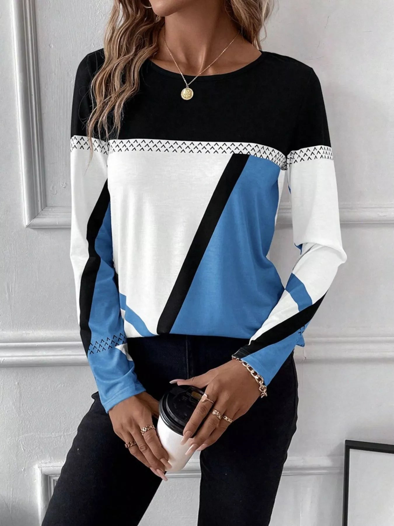 Color Block Long Sleeve T-Shirt