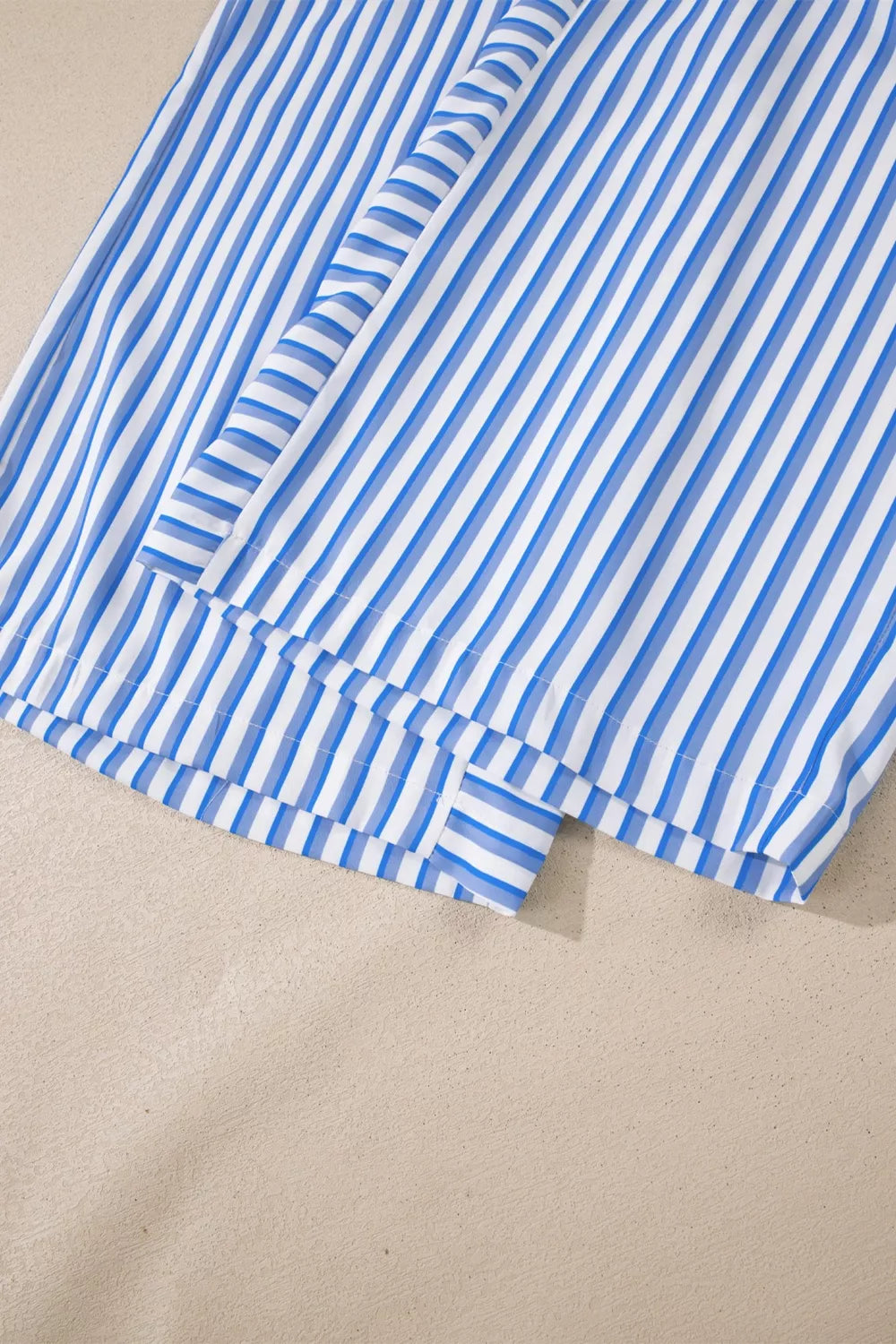 Stripe Drawstring Elastic Waist Patch Pocket Wide Leg Ankle-length Pants