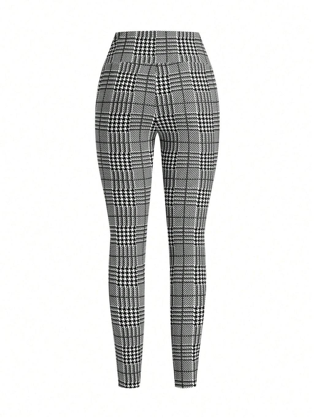 High Waist Plaid Slim Fit Pants