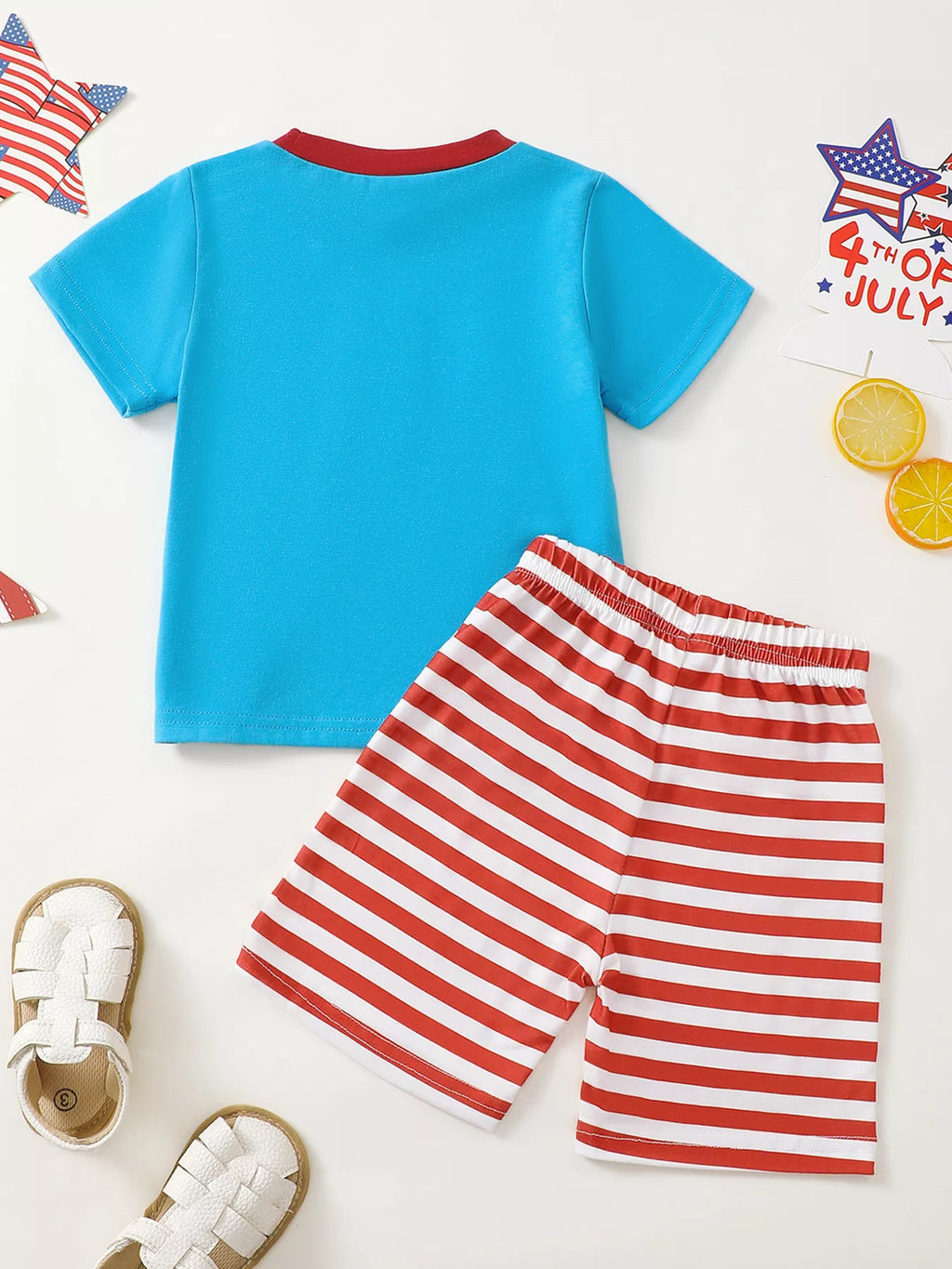 Children's Patriotic American Flag T-shirt and Shorts Set