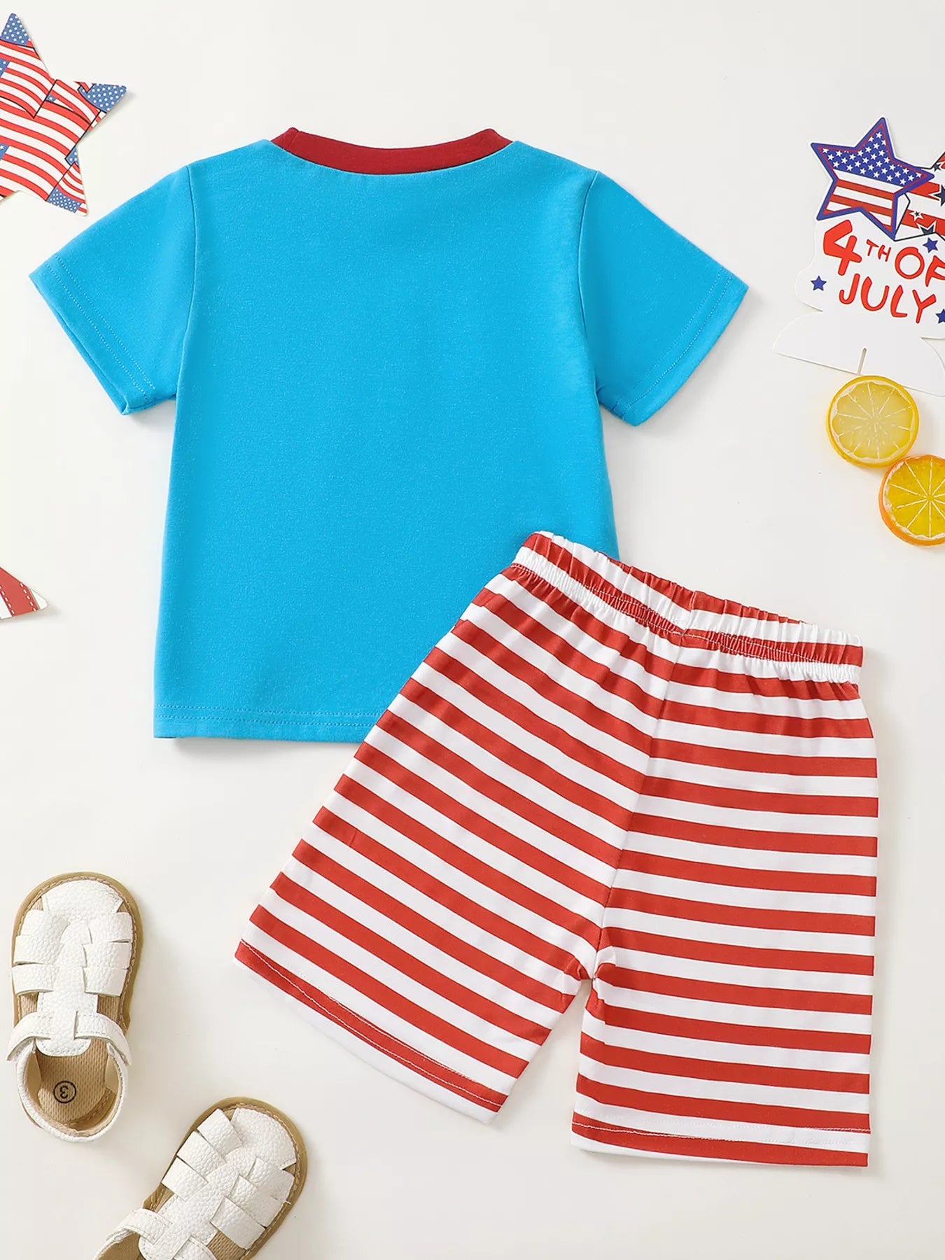 Children's Patriotic American Flag T-shirt and Shorts Set