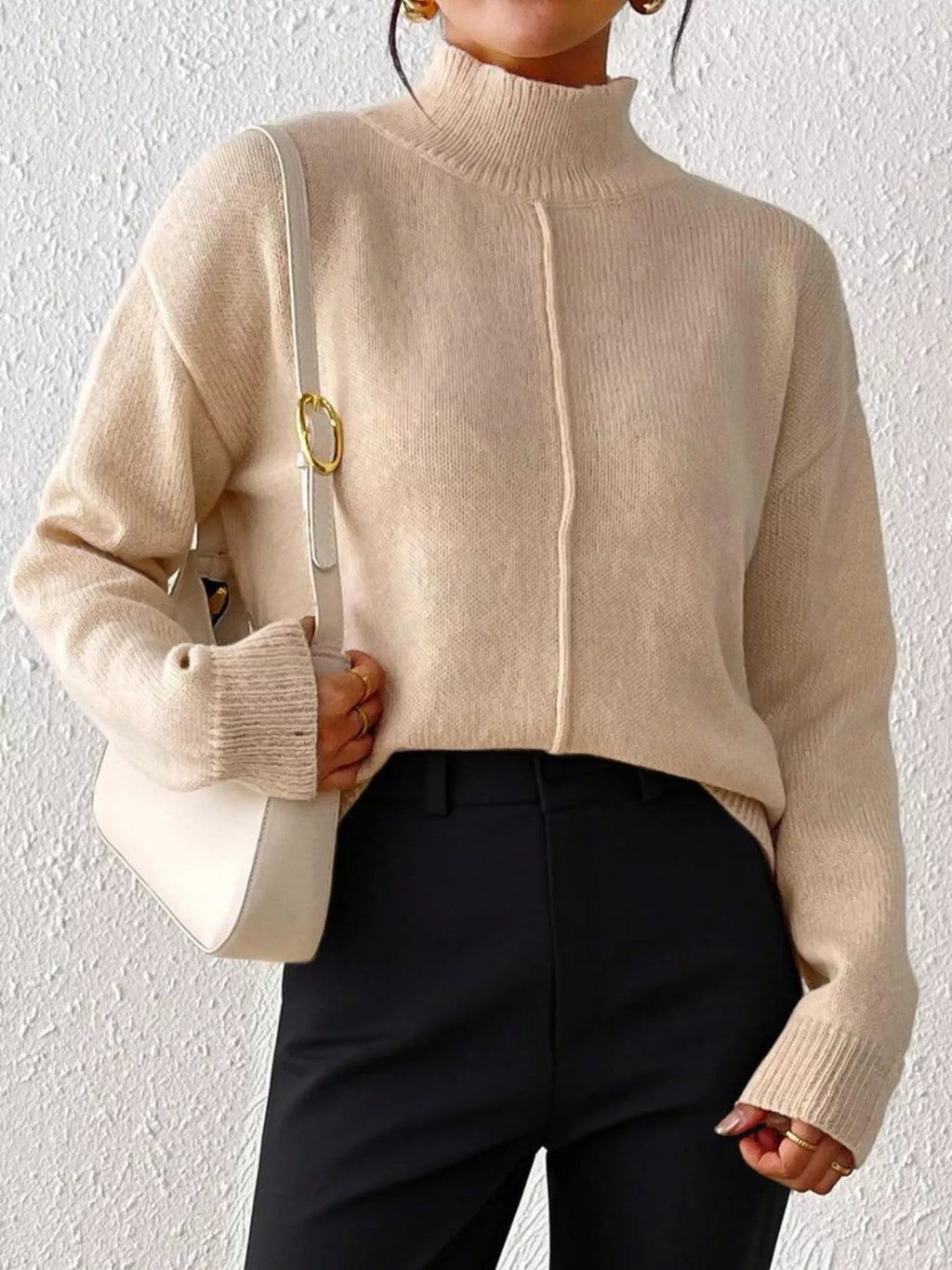 Turtleneck Dropped Shoulder Sweater