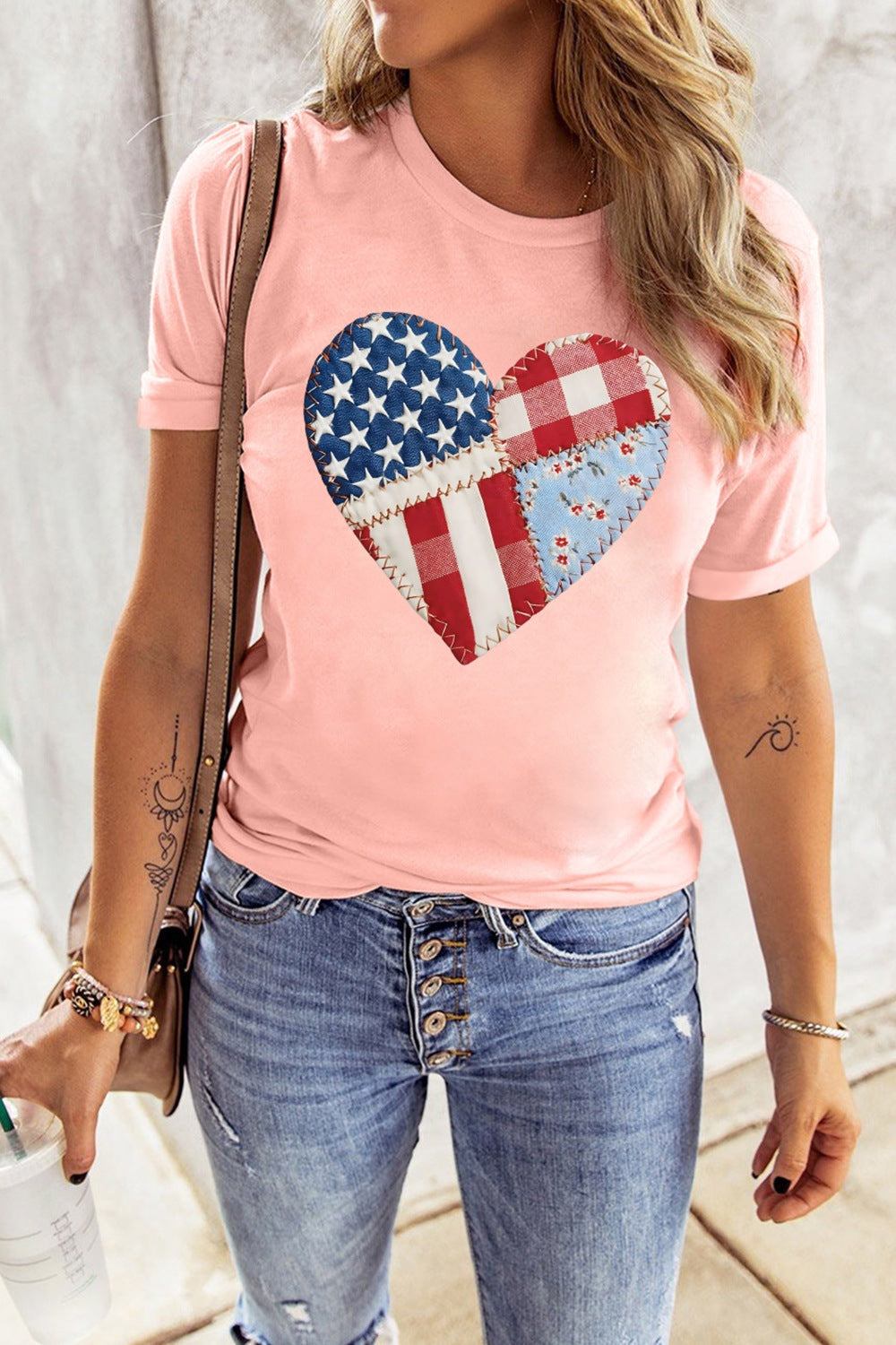Patriotic Heart Round Neck Tee