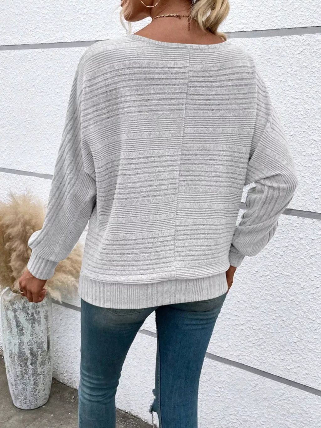Relaxed Fit Ribbed Knit T-Shirt