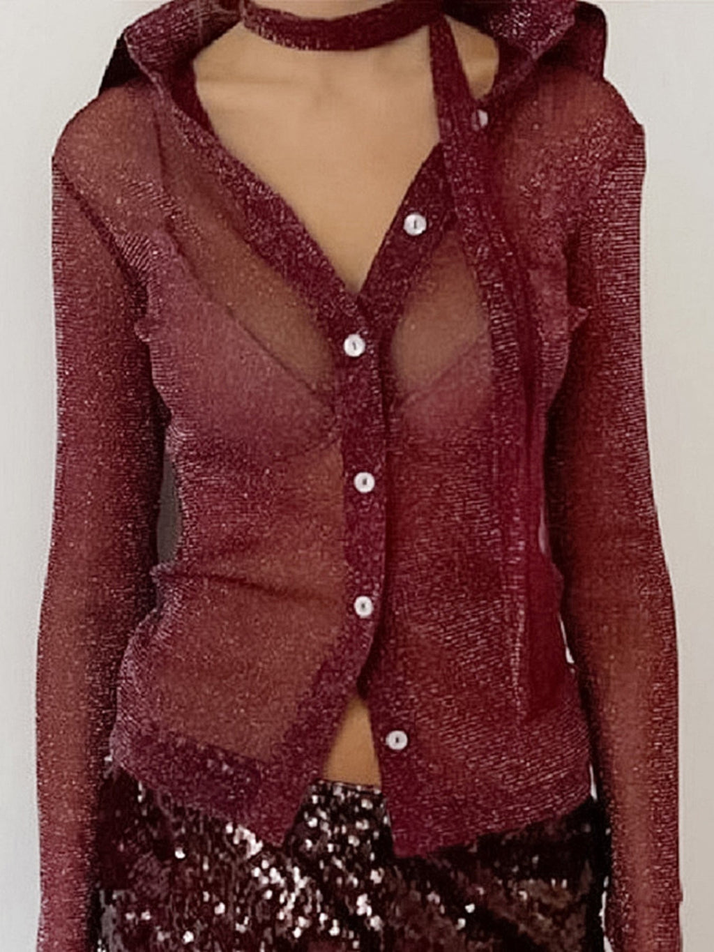 Button Up Shirt with Scarf