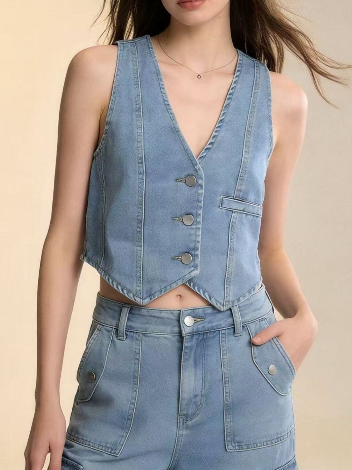 Button-Down Denim Vest