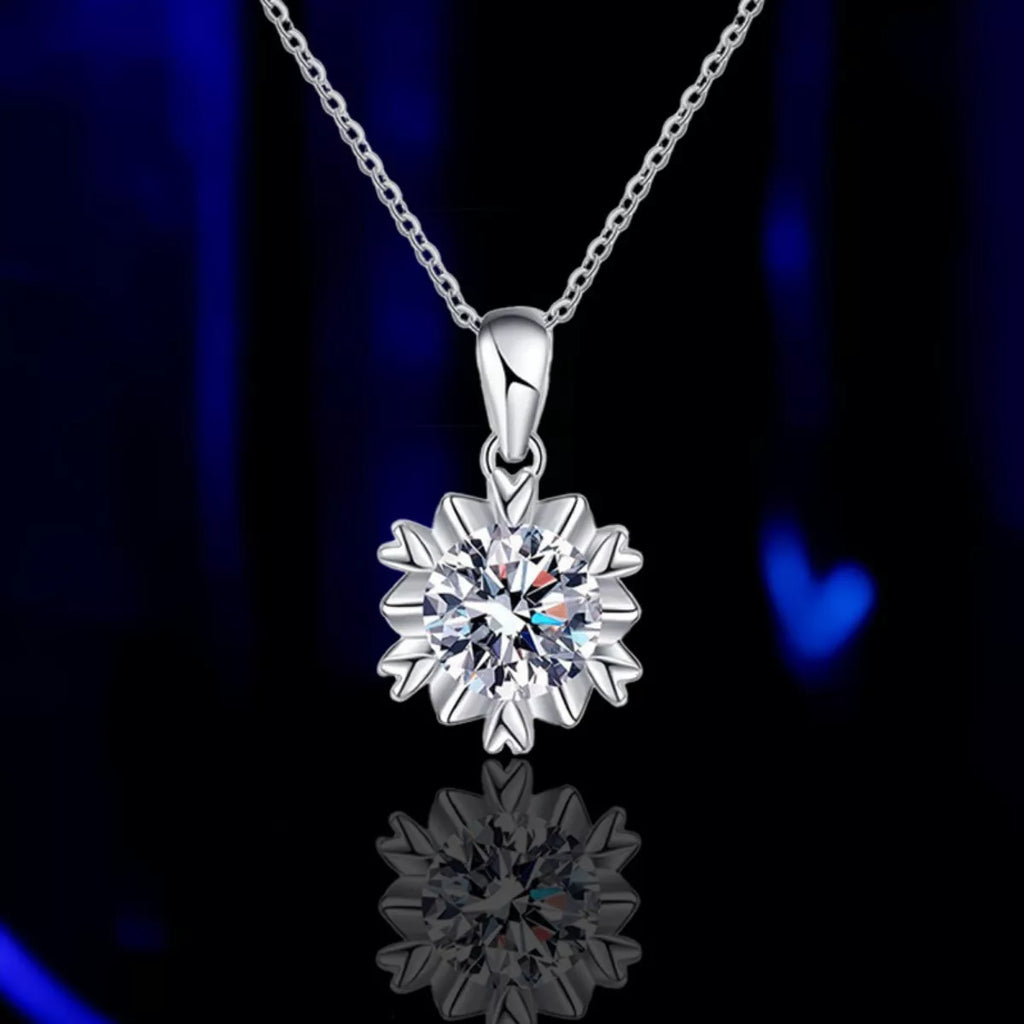 1 Carat Moissanite 925 Sterling Silver Flower Necklace