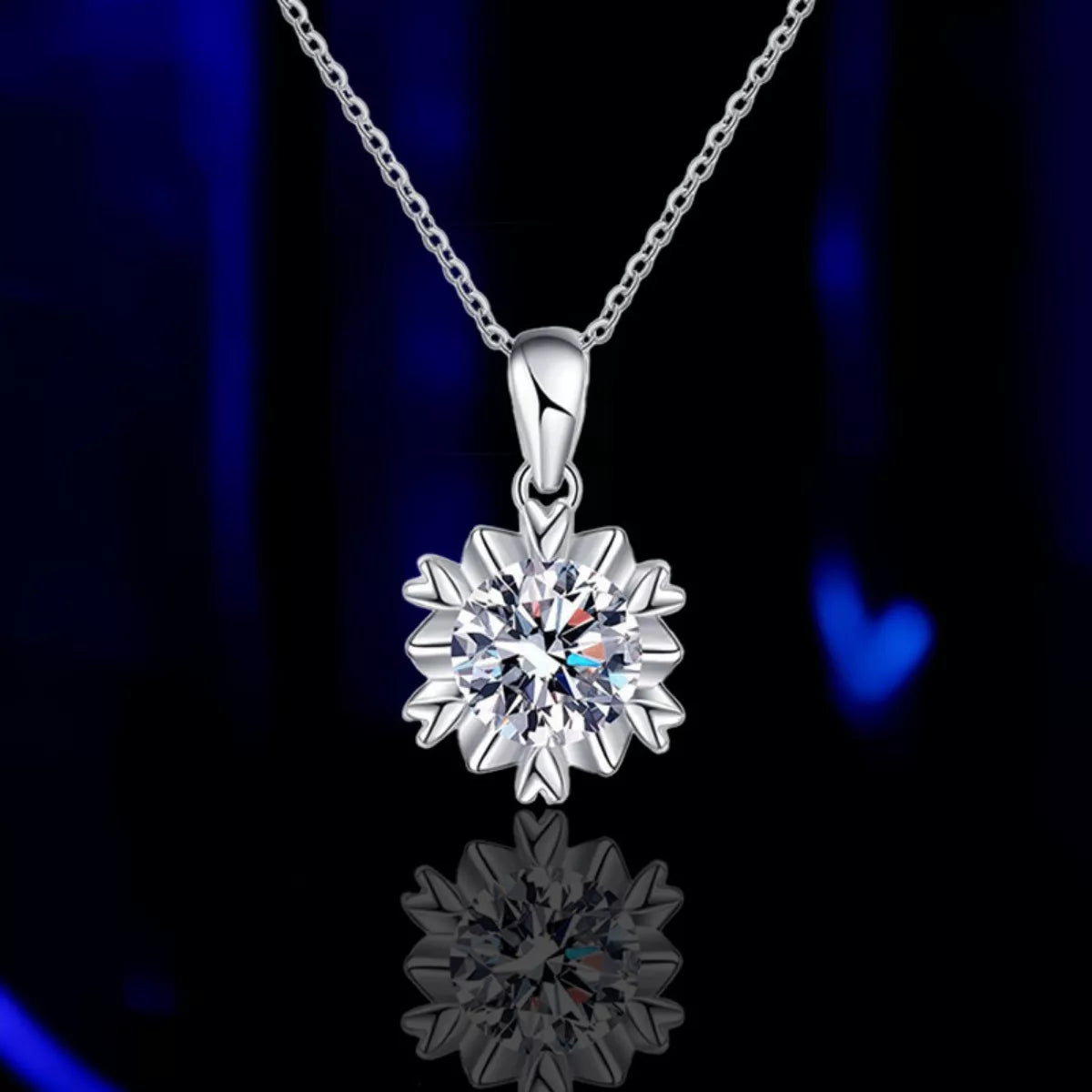 1 Carat Moissanite 925 Sterling Silver Flower Necklace
