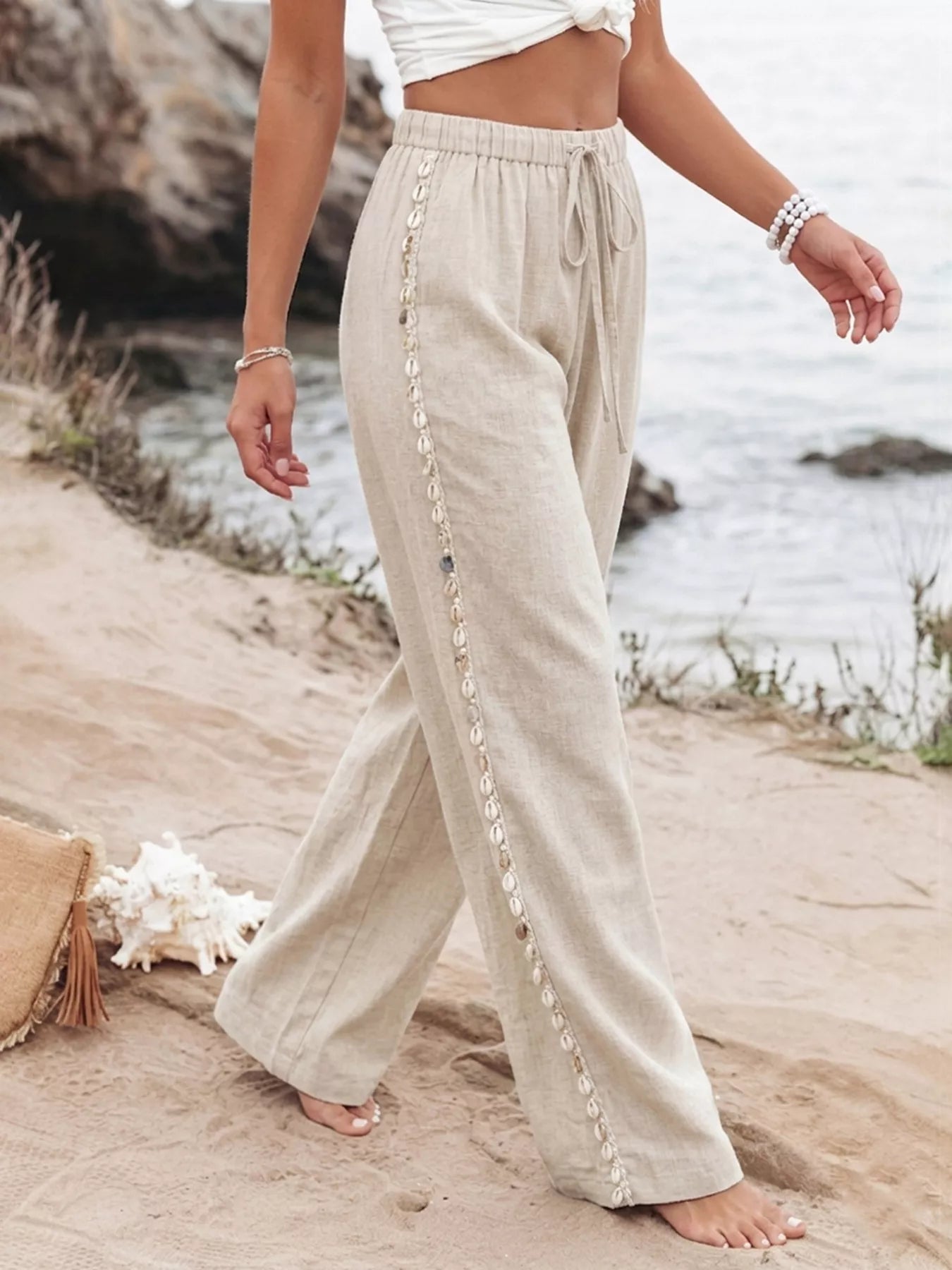 Drawstring Wide Leg Pants