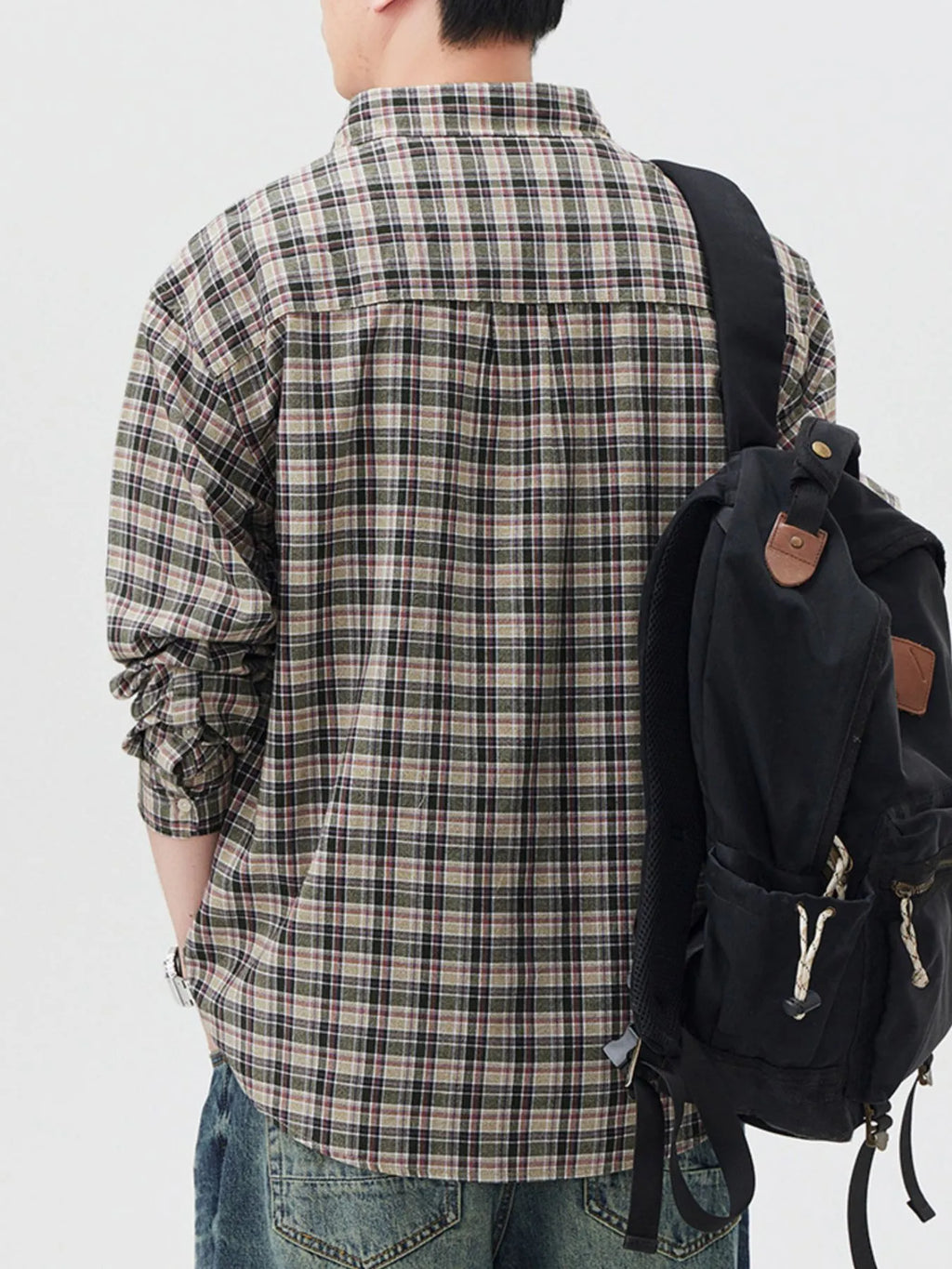 Men's Plus Size Plaid Button Up Long Sleeve Shirt