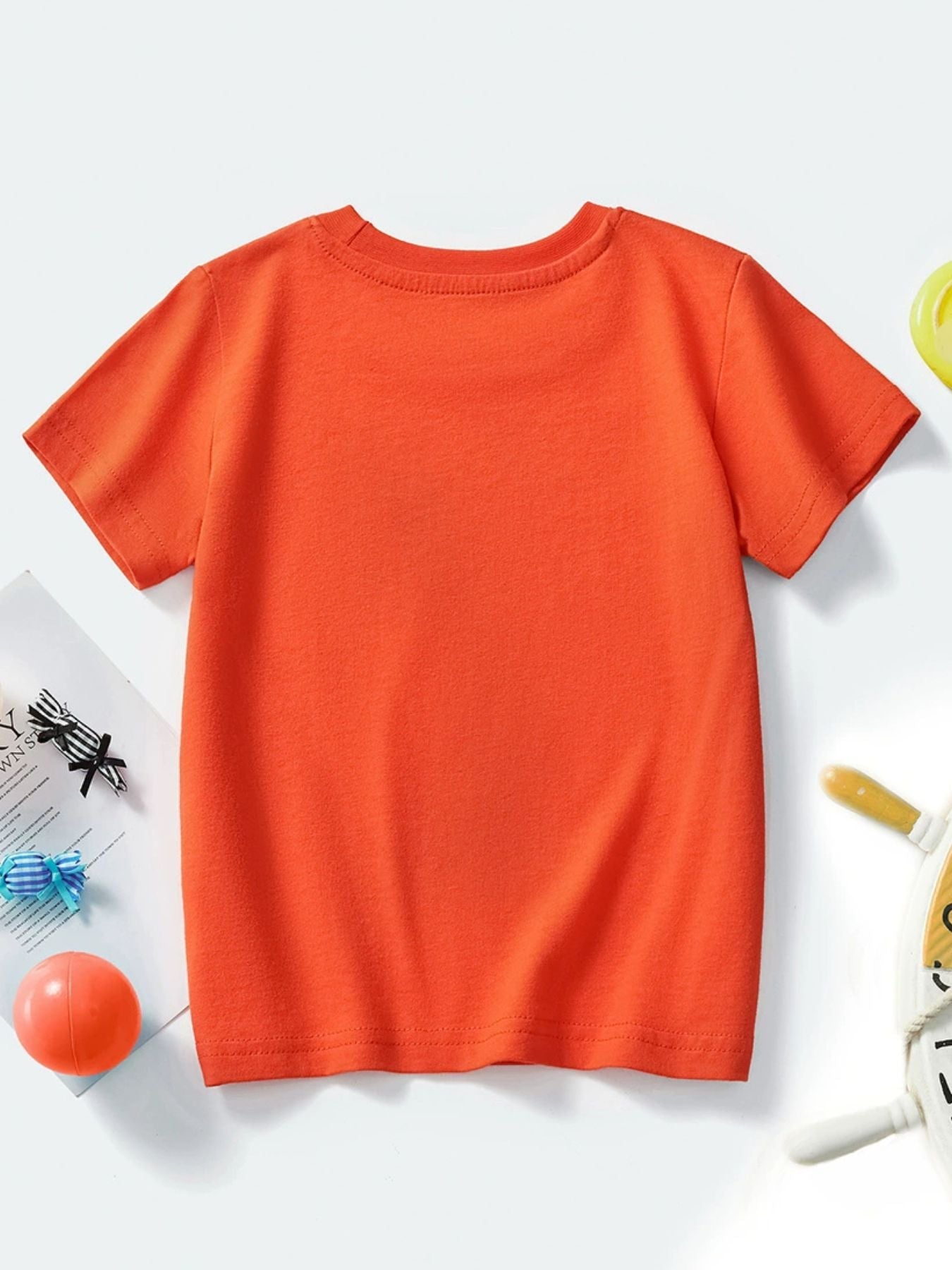 Children's Construction Vehicle Crew Neck Short Sleeve T-Shirt