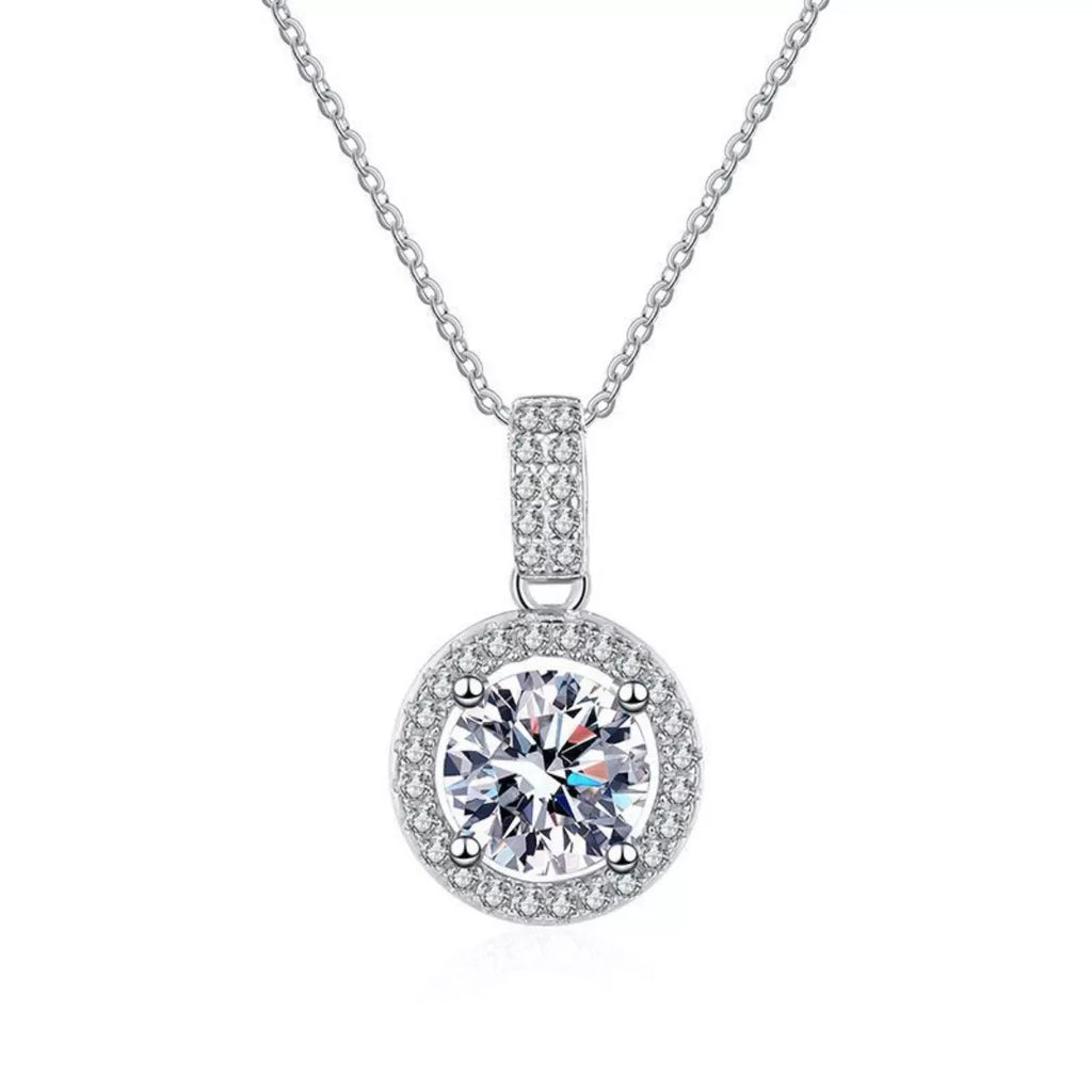 1 Carat Moissanite 925 Sterling Silver Pendant Necklace