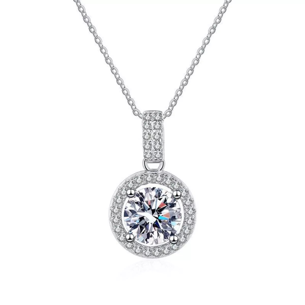 1 Carat Moissanite 925 Sterling Silver Pendant Necklace
