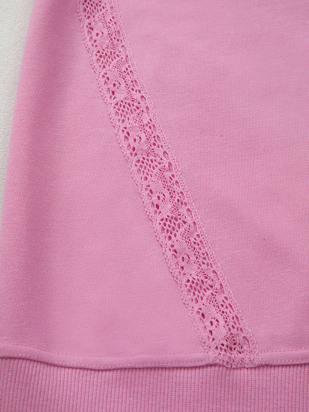 Lace Patched Raglan Sleeve Loose Fit Sweatshirt