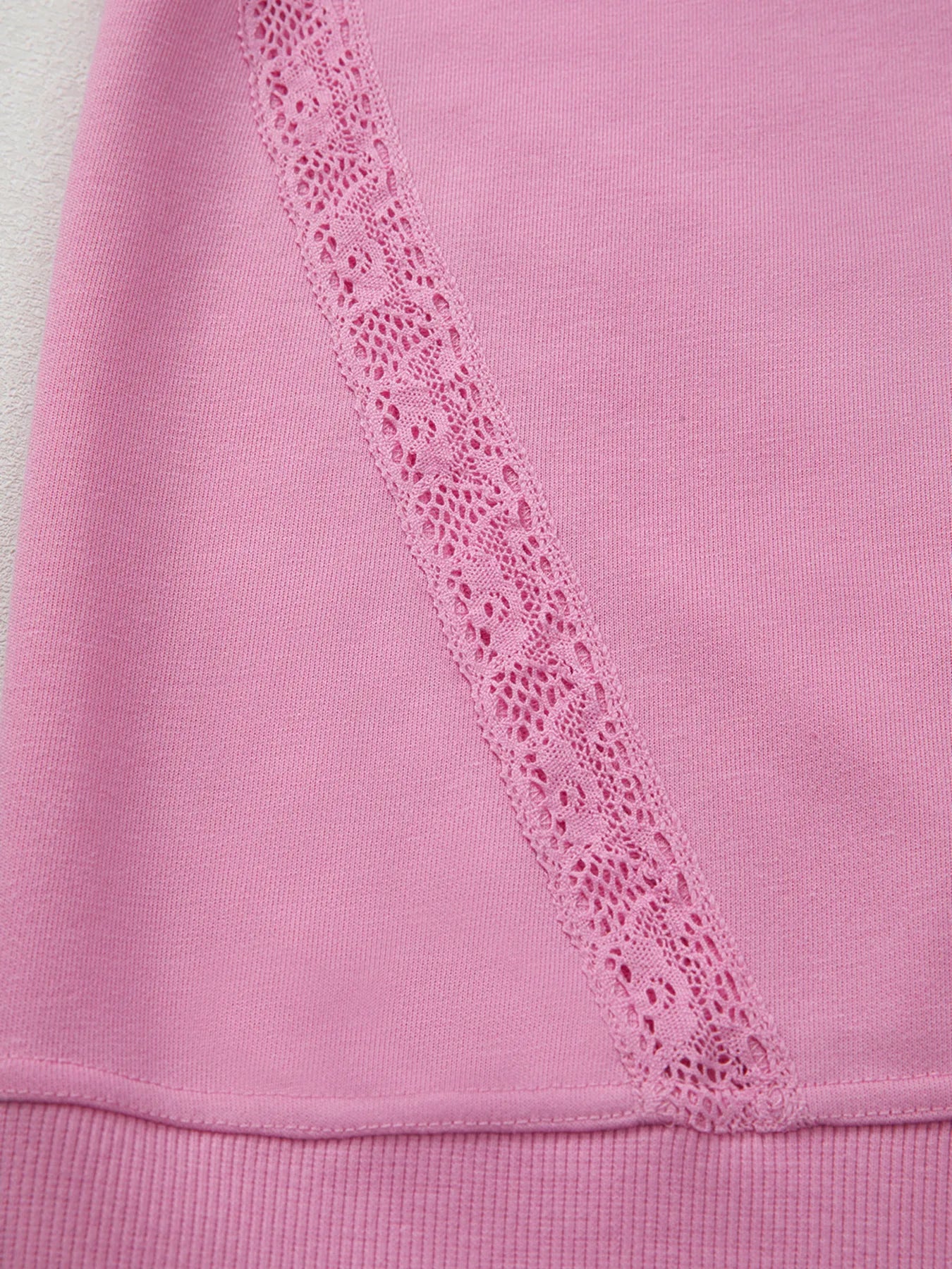 Lace Patched Raglan Sleeve Loose Fit Sweatshirt