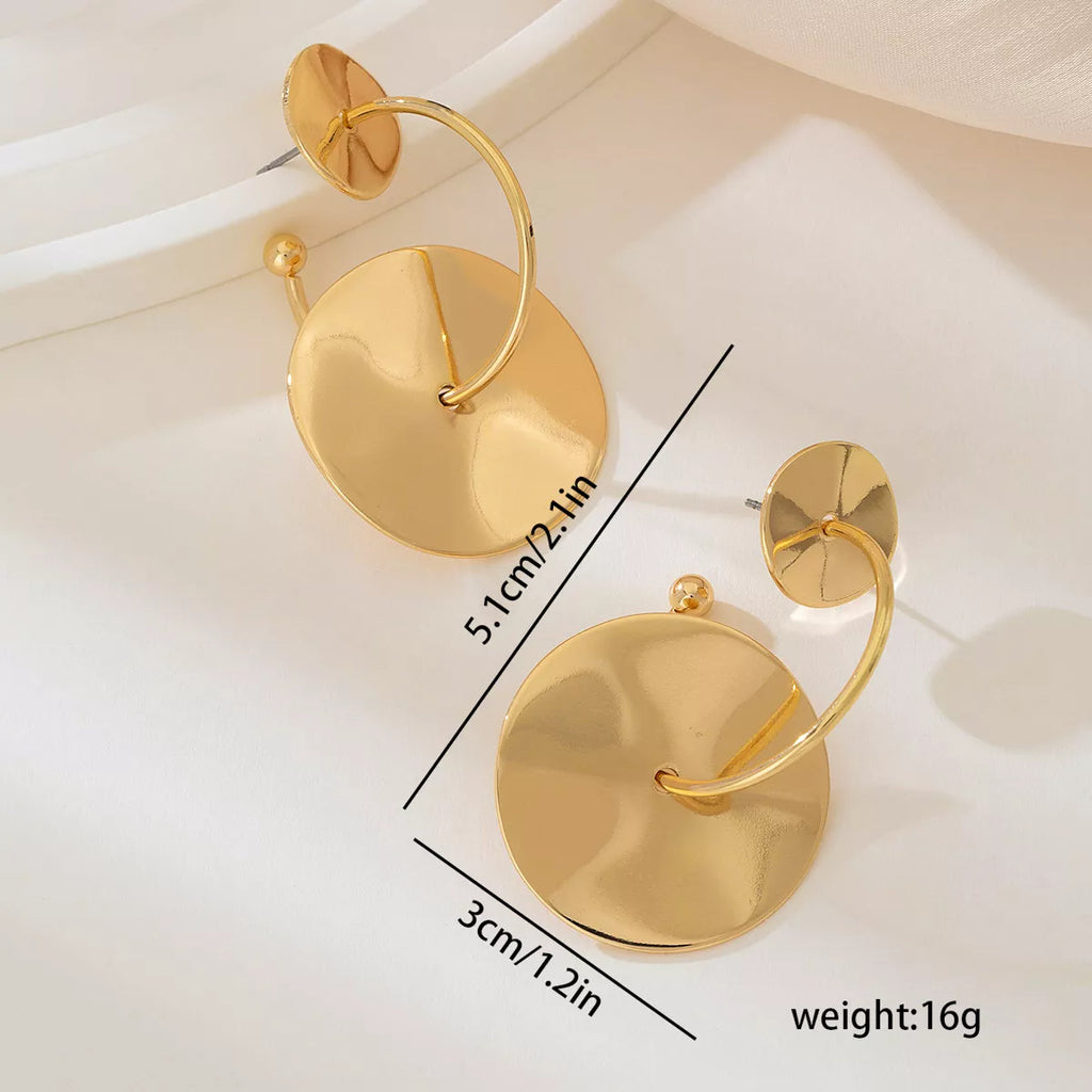 18K Gold-Plated Geometric Circle Drop Earrings