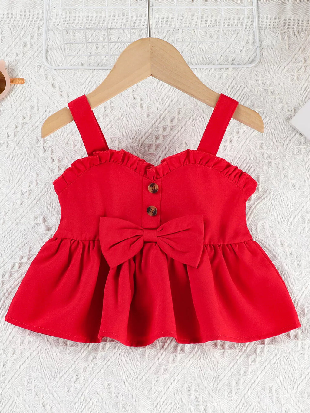Children's Ruffle Trim Top & Denim Shorts Set