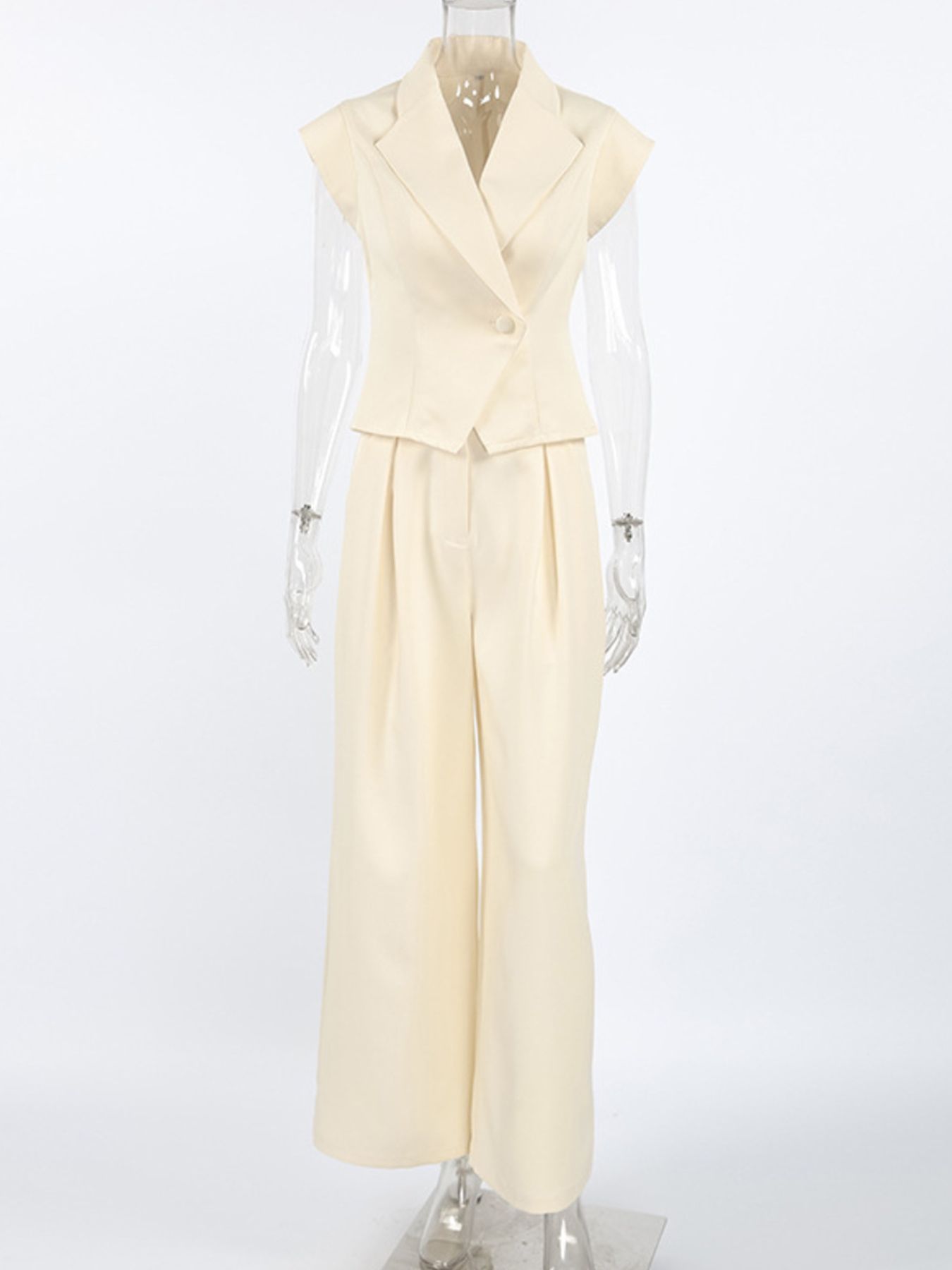 One Button Blazer & Wide Leg Pants Set