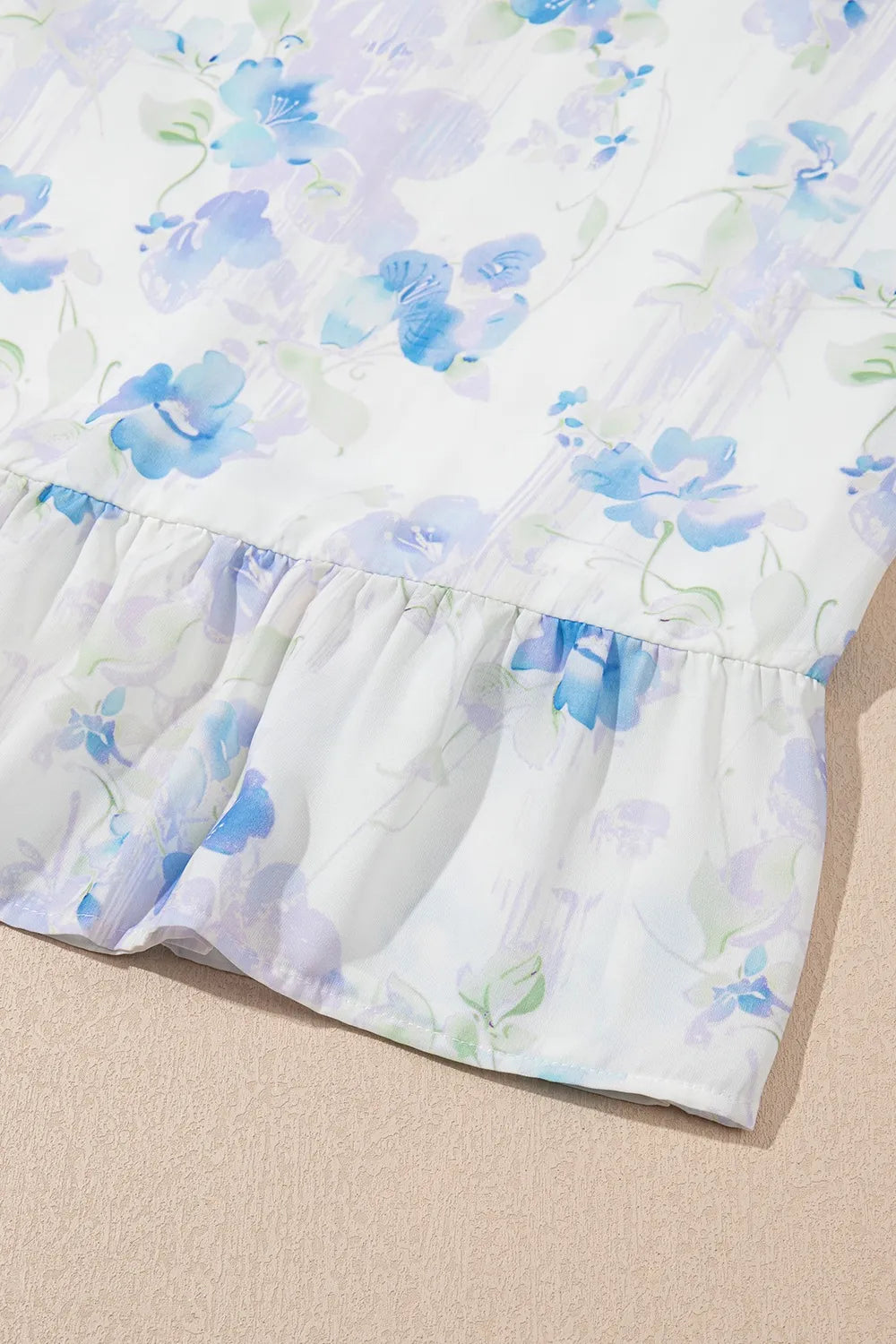 Floral Smocked High Waist Double Ruffle Sleeveless Long Dress